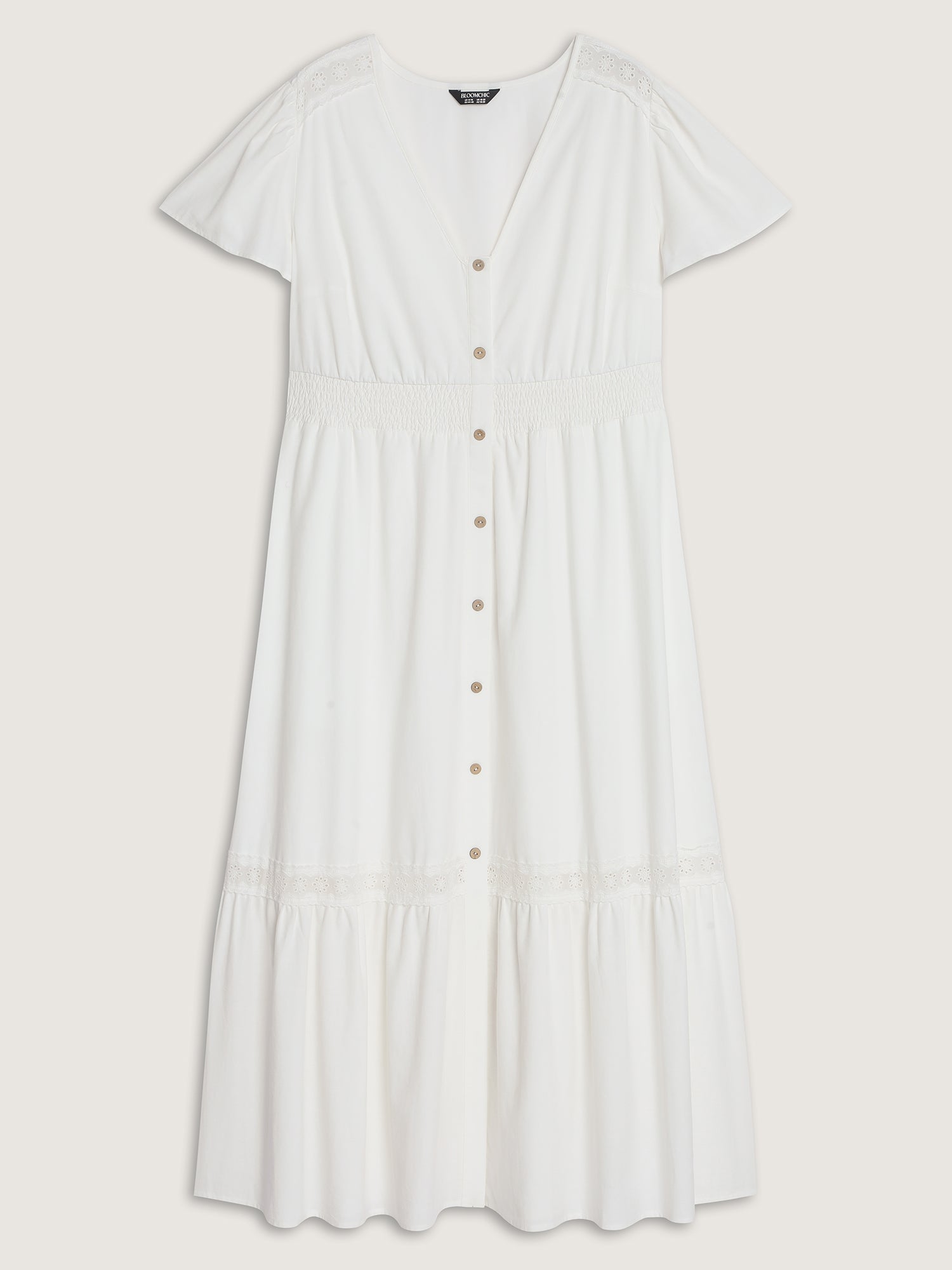 Shirred Waist Tiered V-Neck Maxi Dress