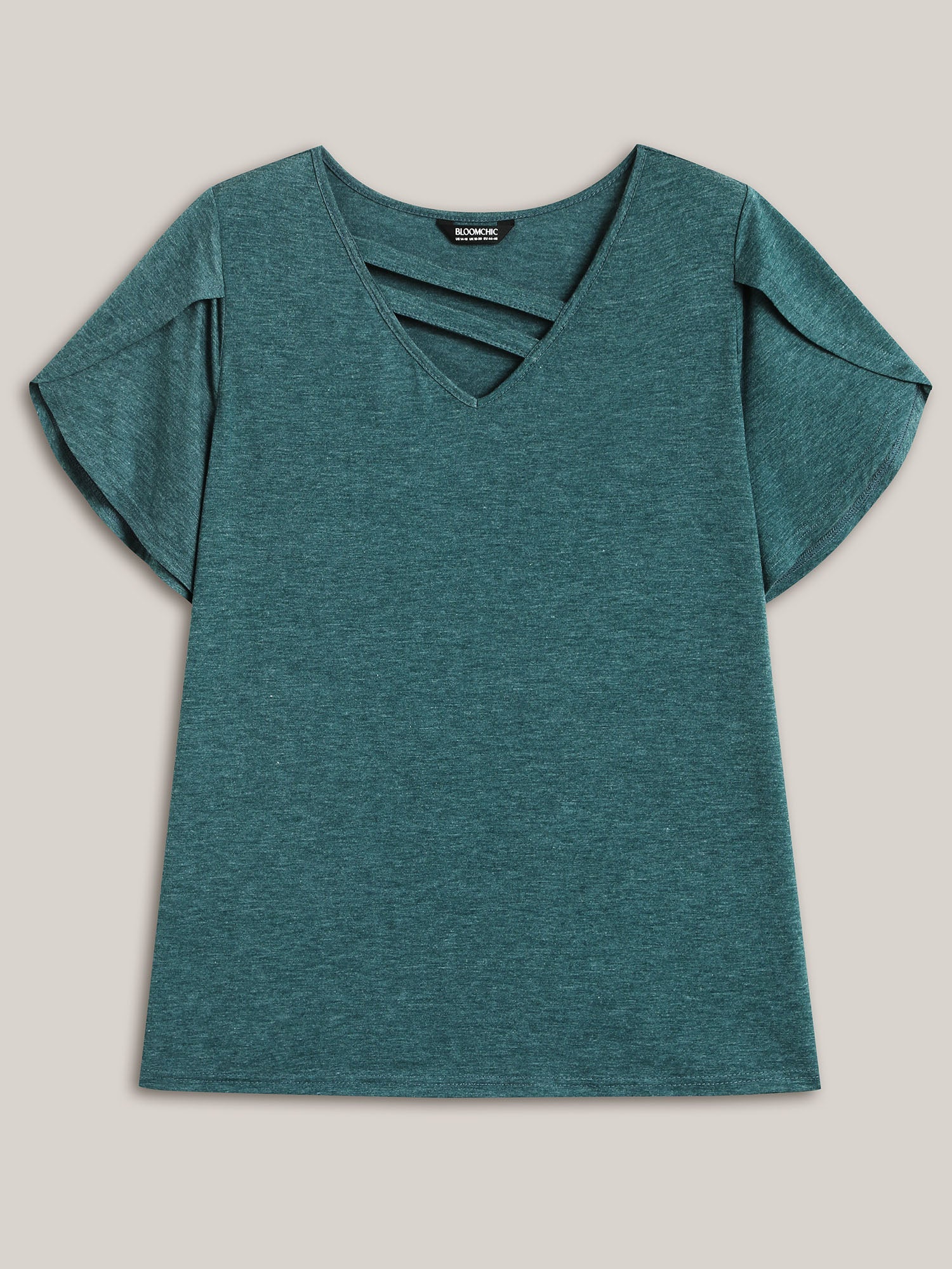Heather Stretchy Neck Cut-Out T-Shirt