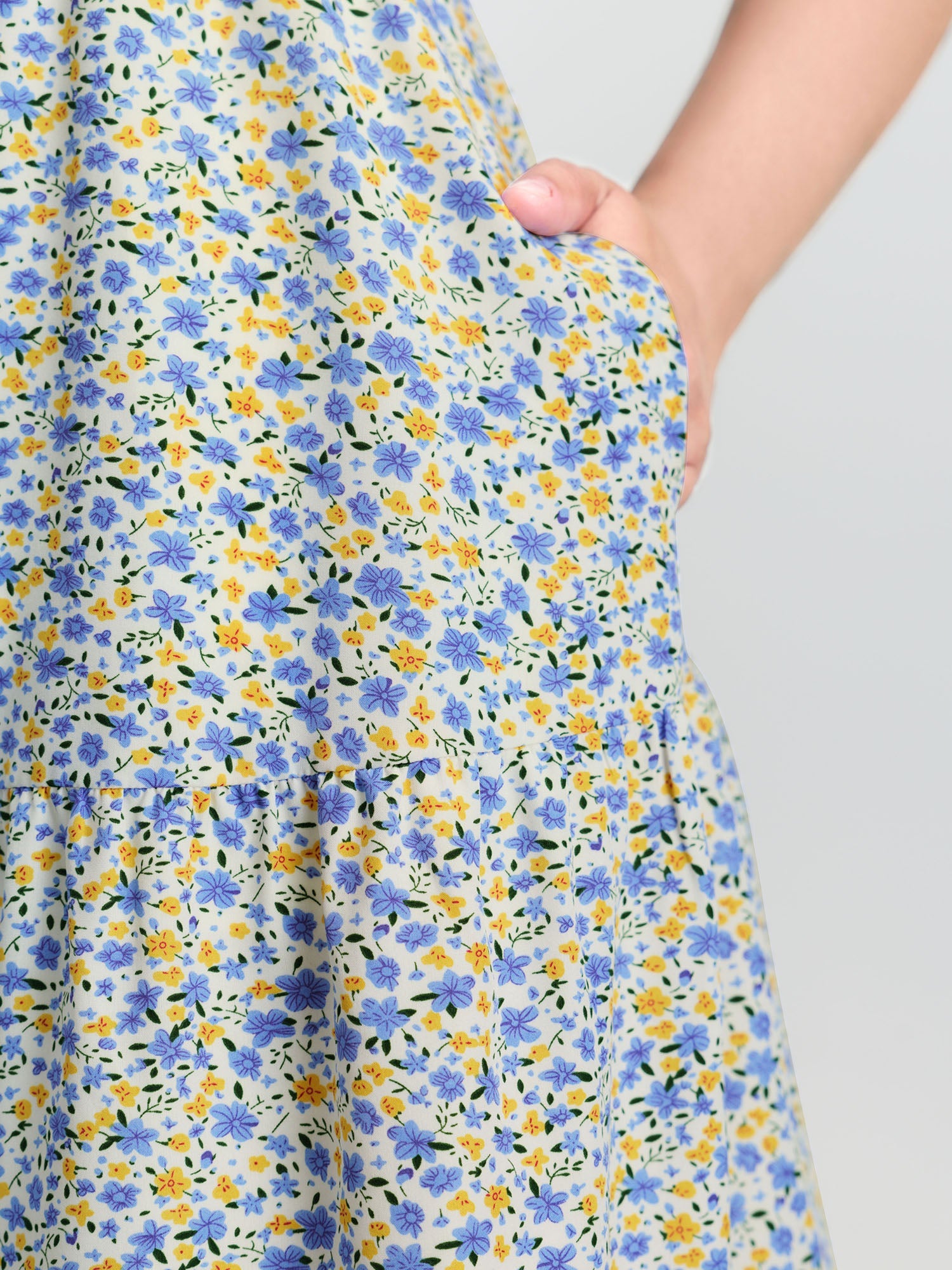 Floral Print Sweetheart Neckline Midi Dress
