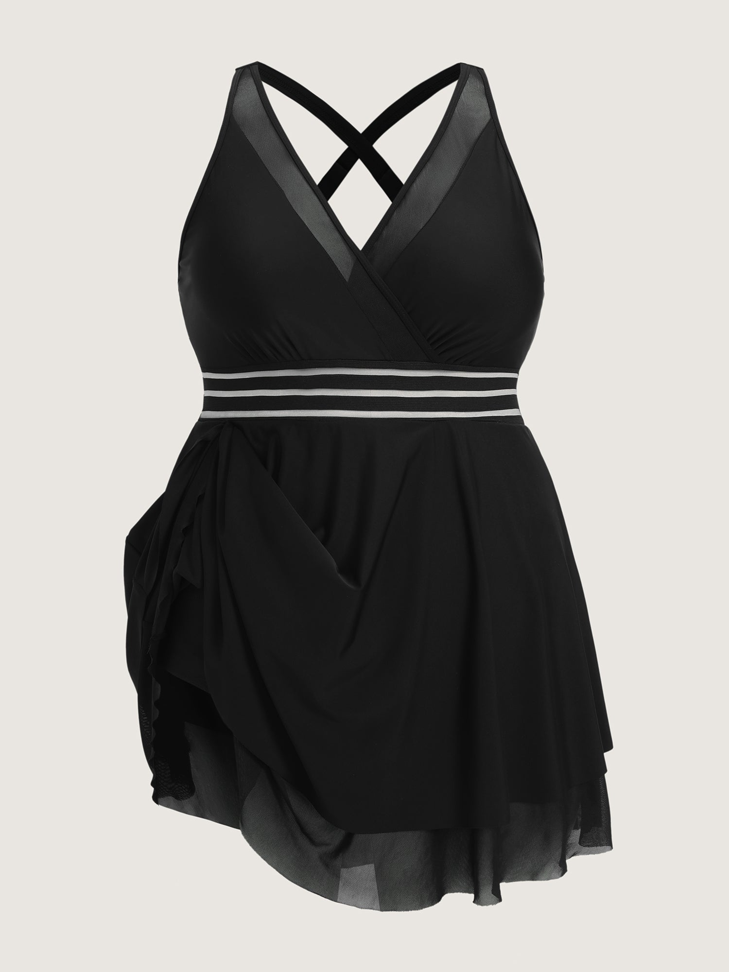 Sheer Layered Hem Flowy Swim Dress