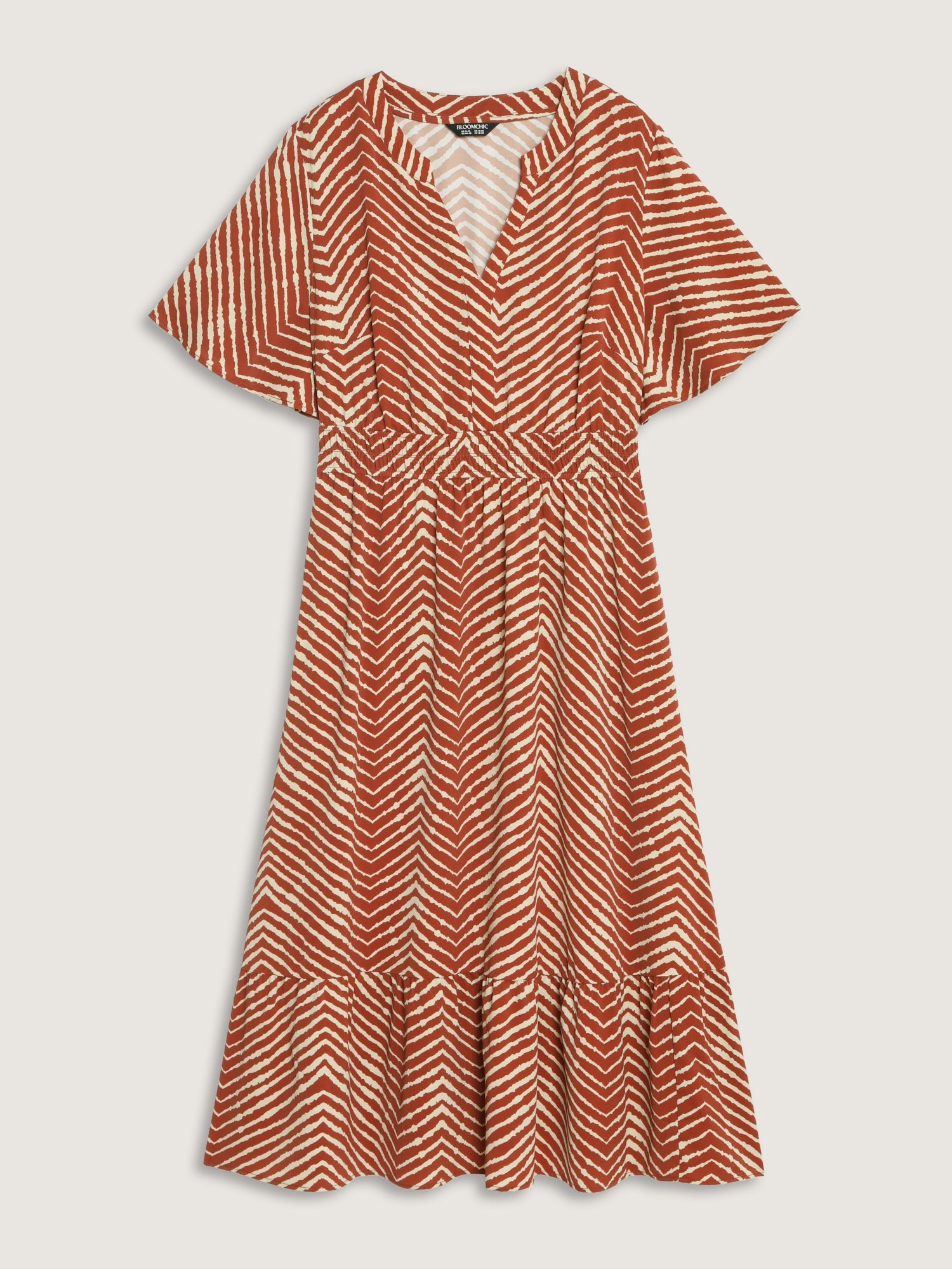 Floral Print Waist-Defining Flowy Midi Dress