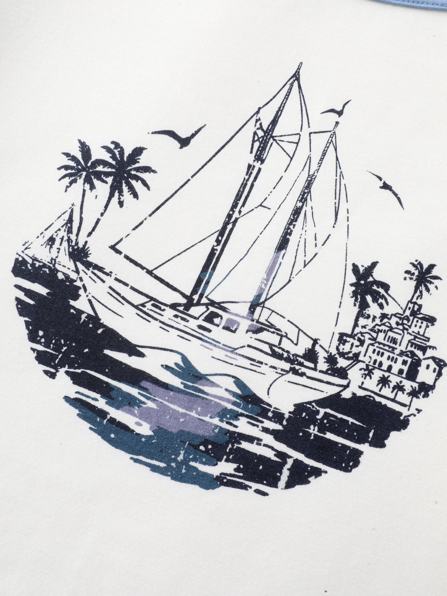 Yacht Print Color Contrast T-Shirt