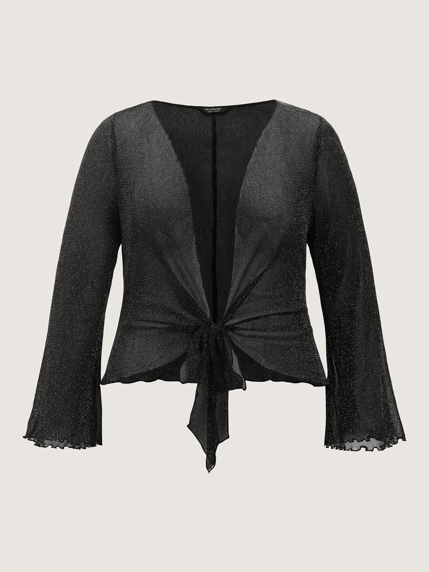 Sheer Knot-Front Jersey Top