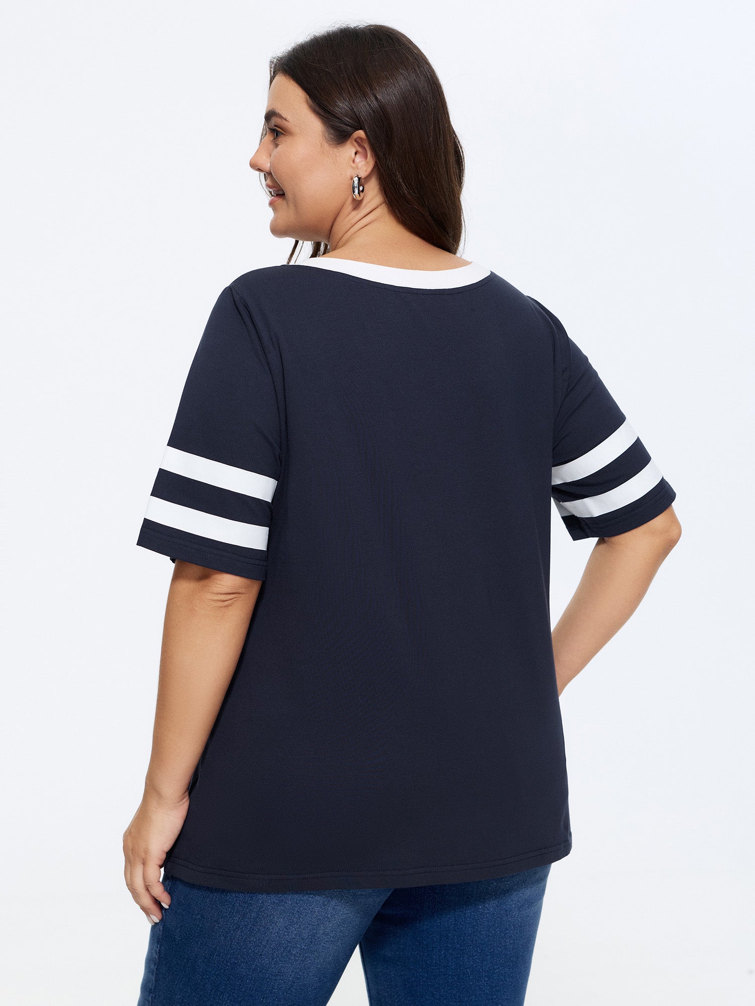 Cotton Graphic Print Color Contrast T-Shirt