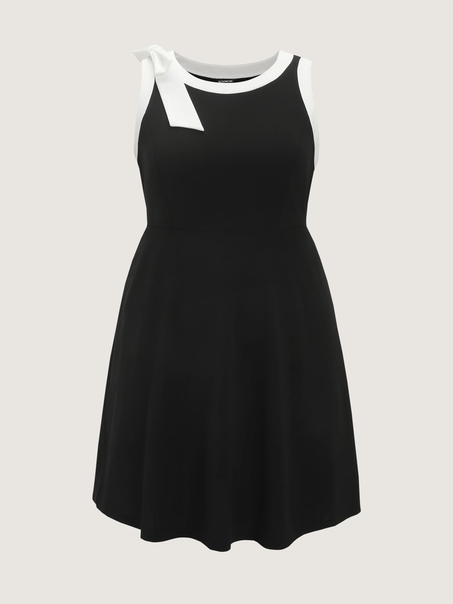 Color Contrast Shoulder-Tie Mini Dress