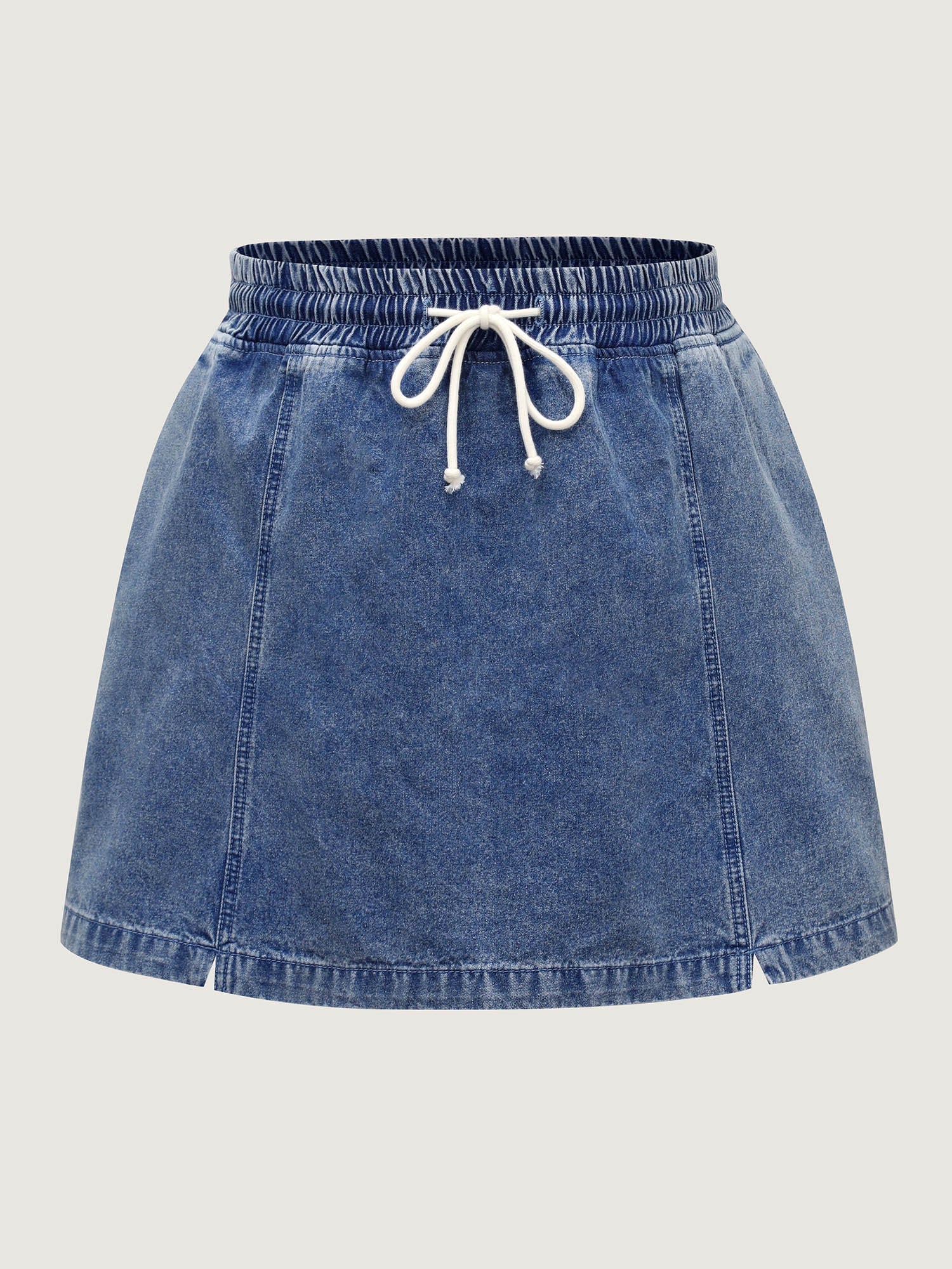 Pull-On Elastic Waist Denim Skort