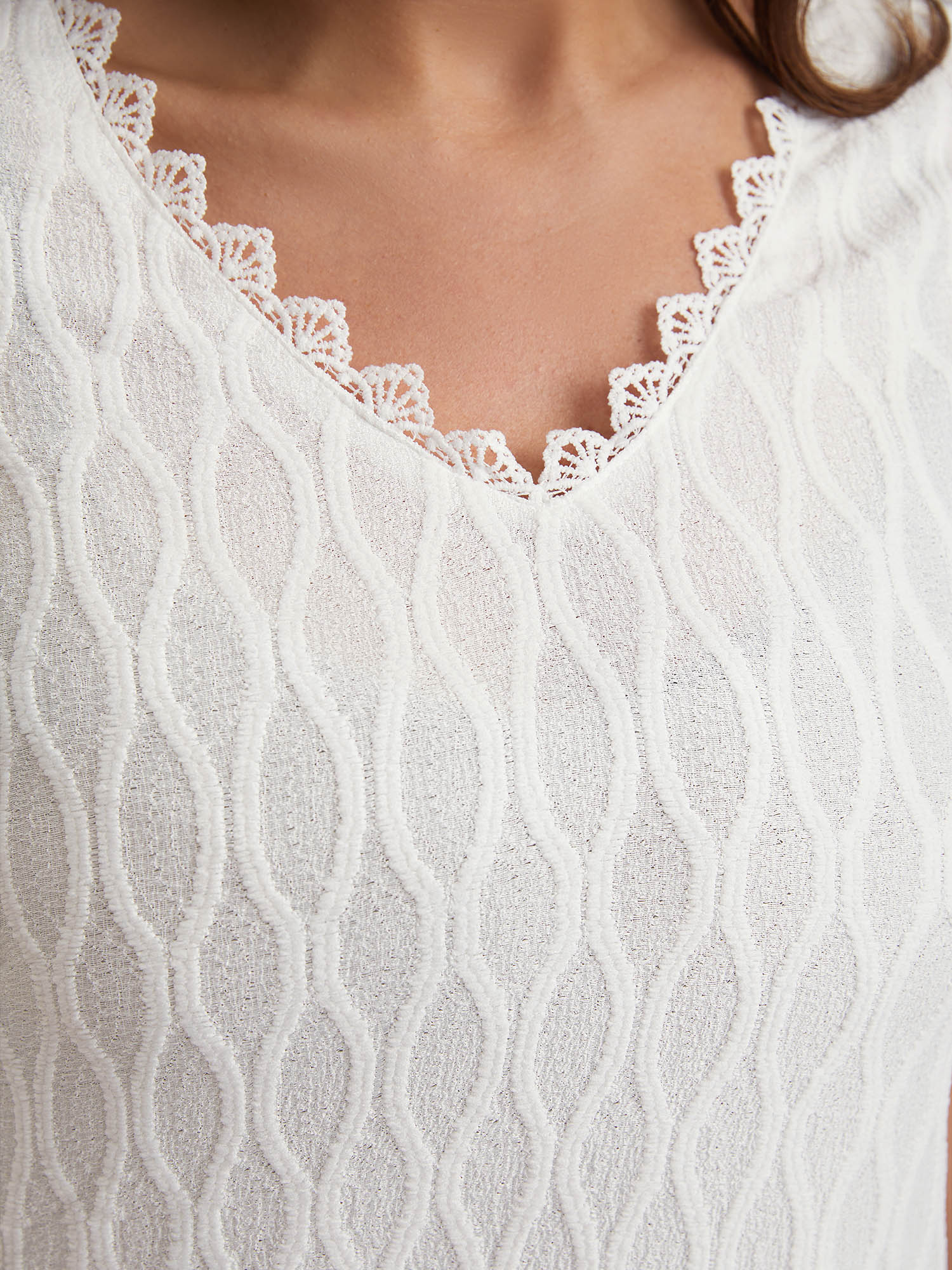 Textured Flutter Sleeve V-Neck Top