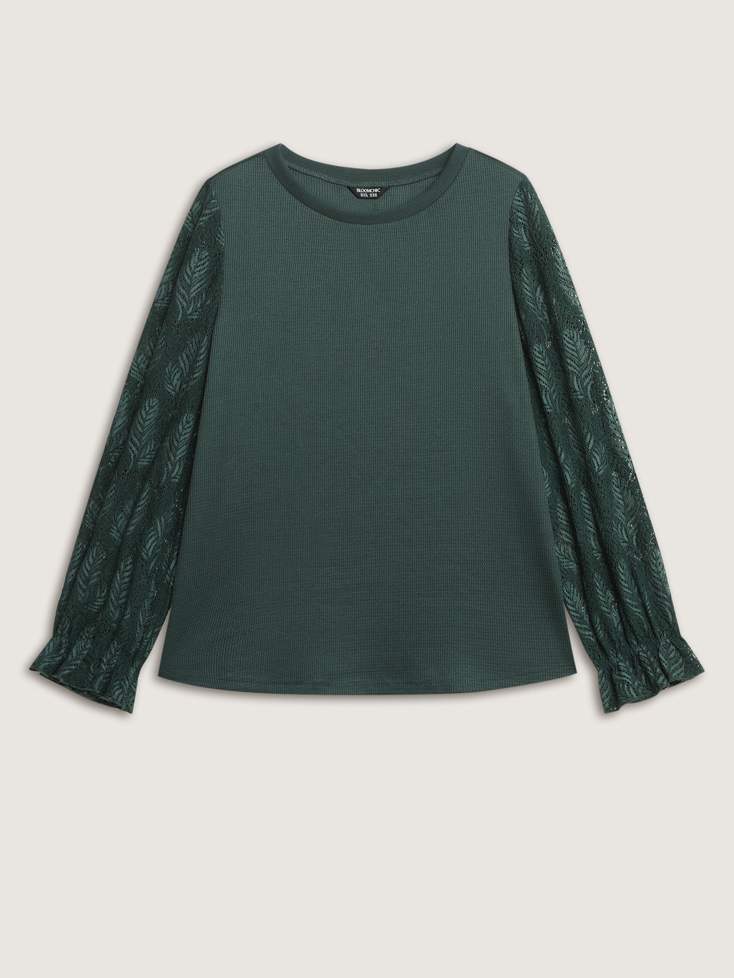 Lace Shirred Cuff Sleeve Sweatshirt