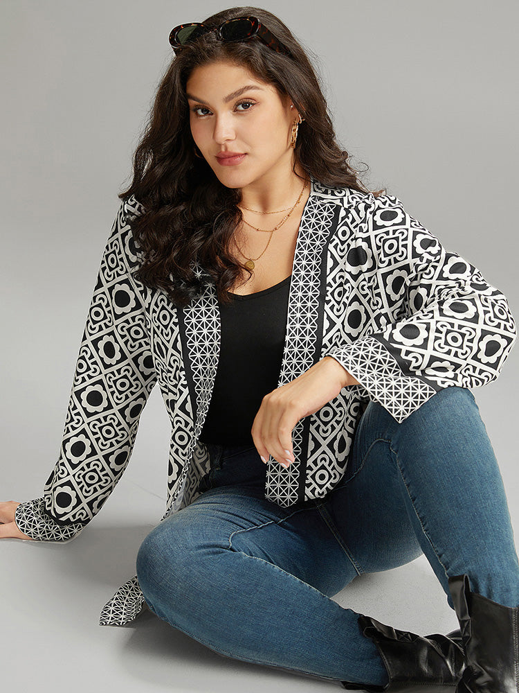 Geometric Print Open Front Kimono