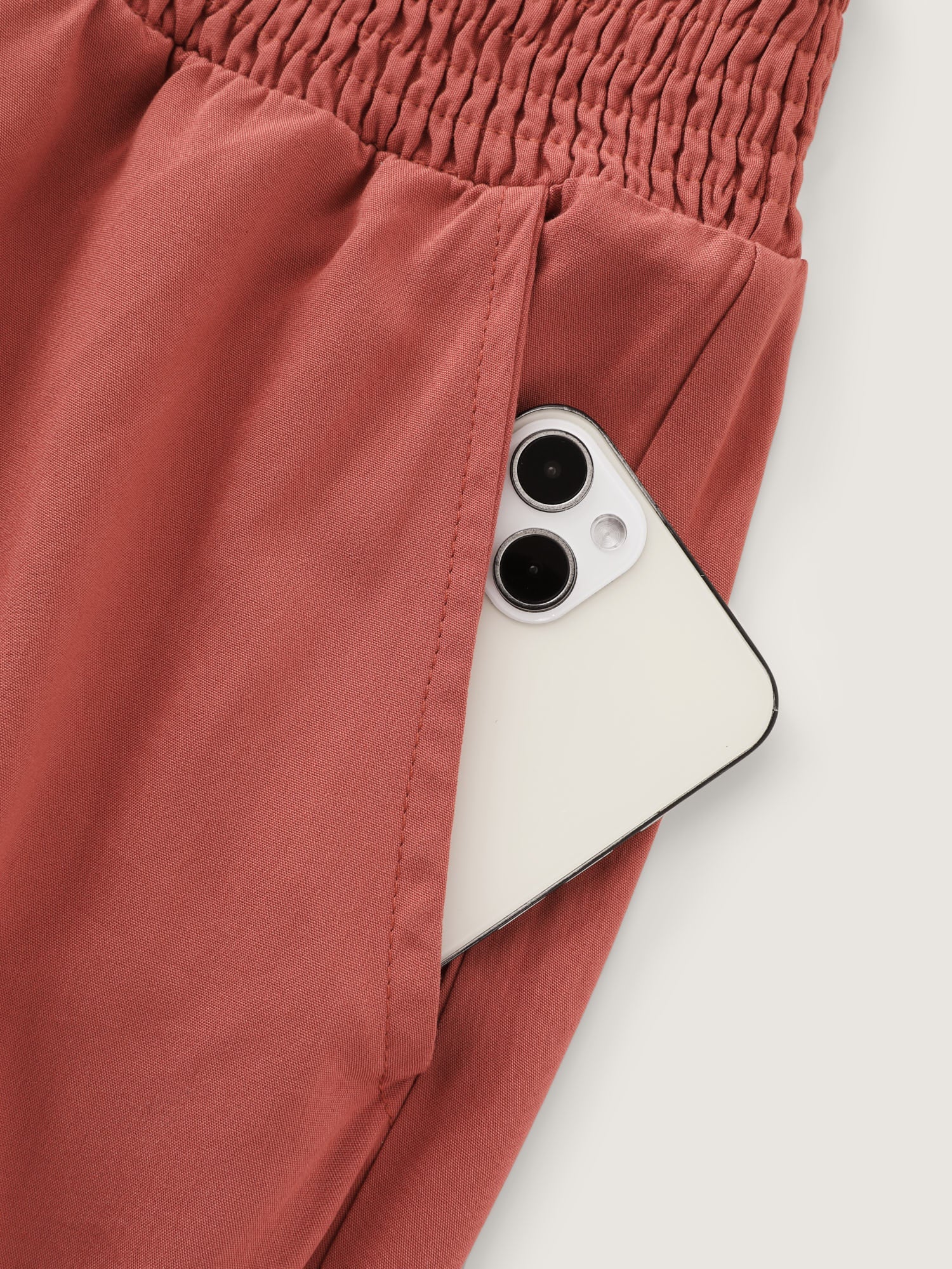 Shirred Drawstring Waistline Jogger Pants