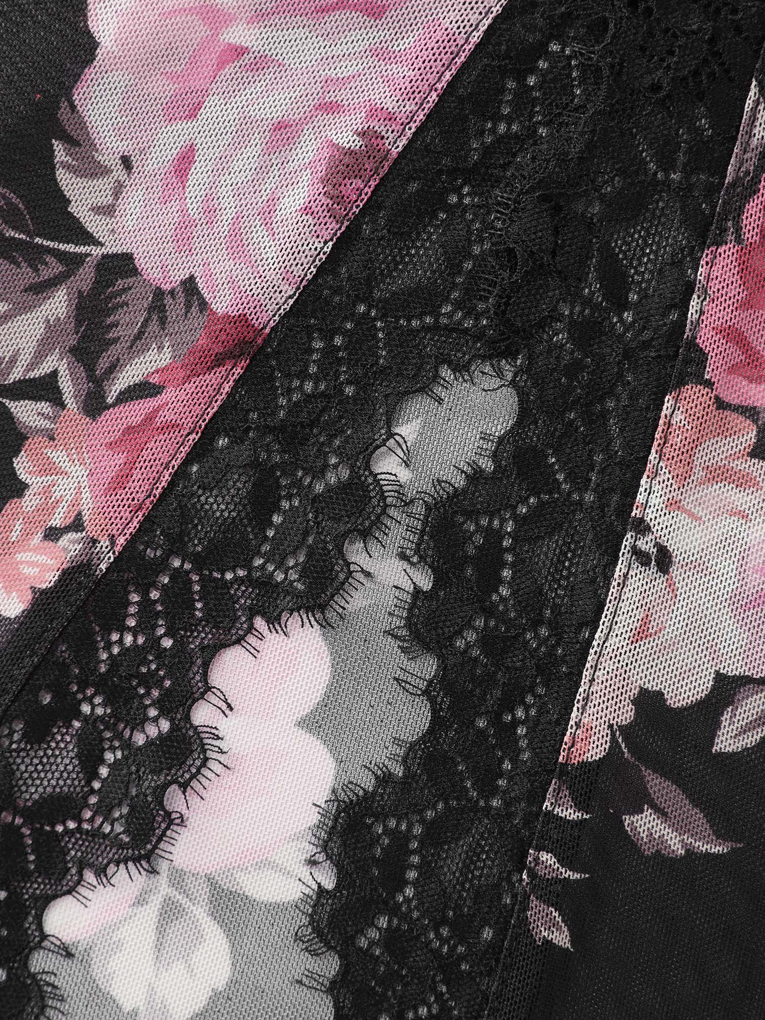 Floral Romance Print Sheer Slit Nightgown