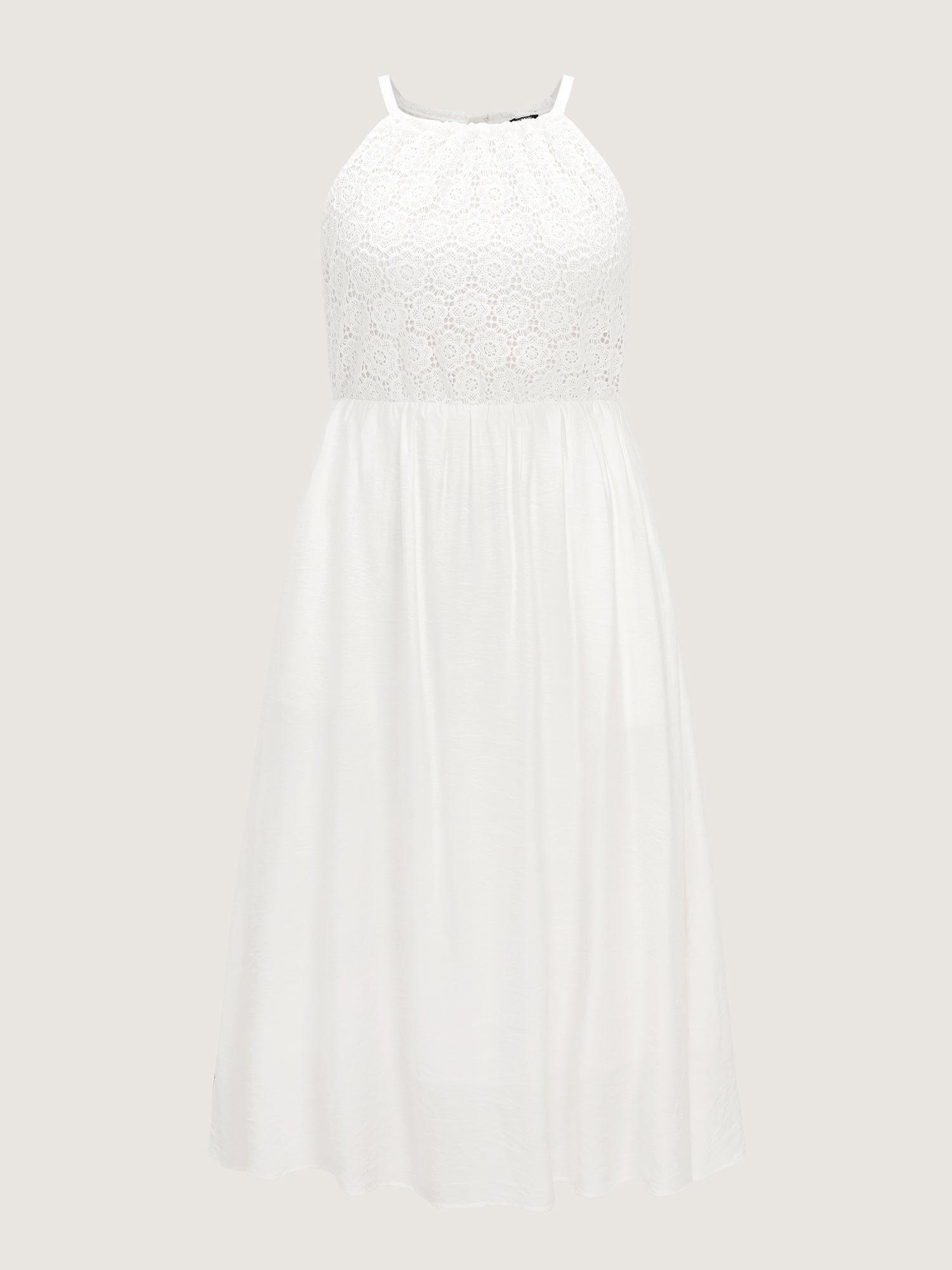 Lace Textured Halter Neckline Maxi Dress
