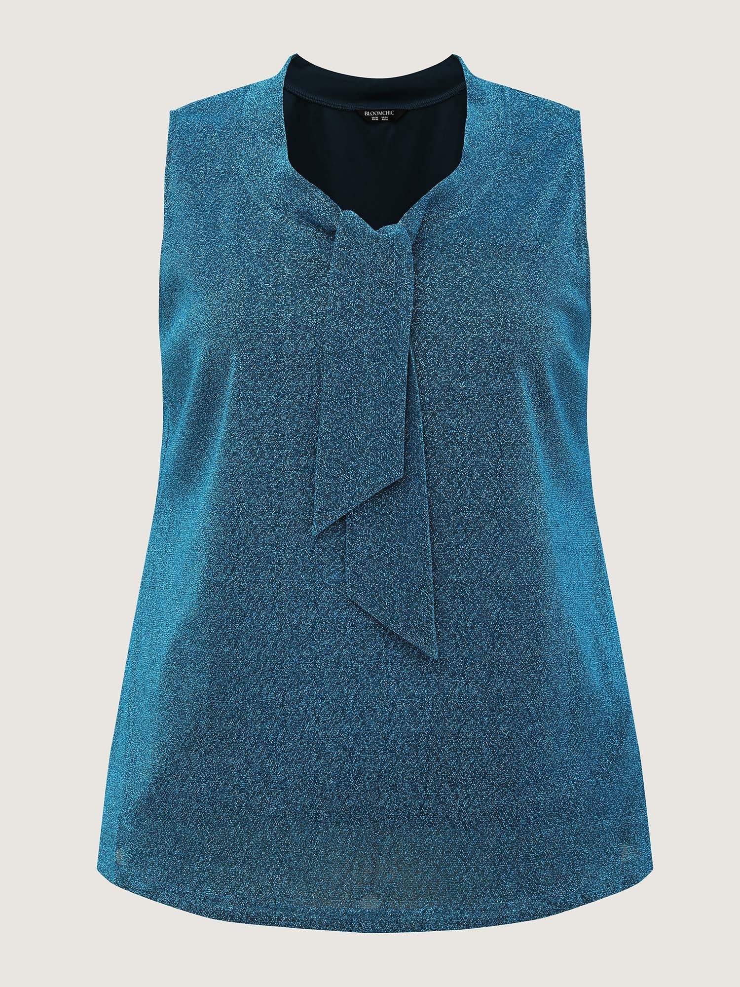 Lurex Butterfly Knot Collar Lined Tank Top