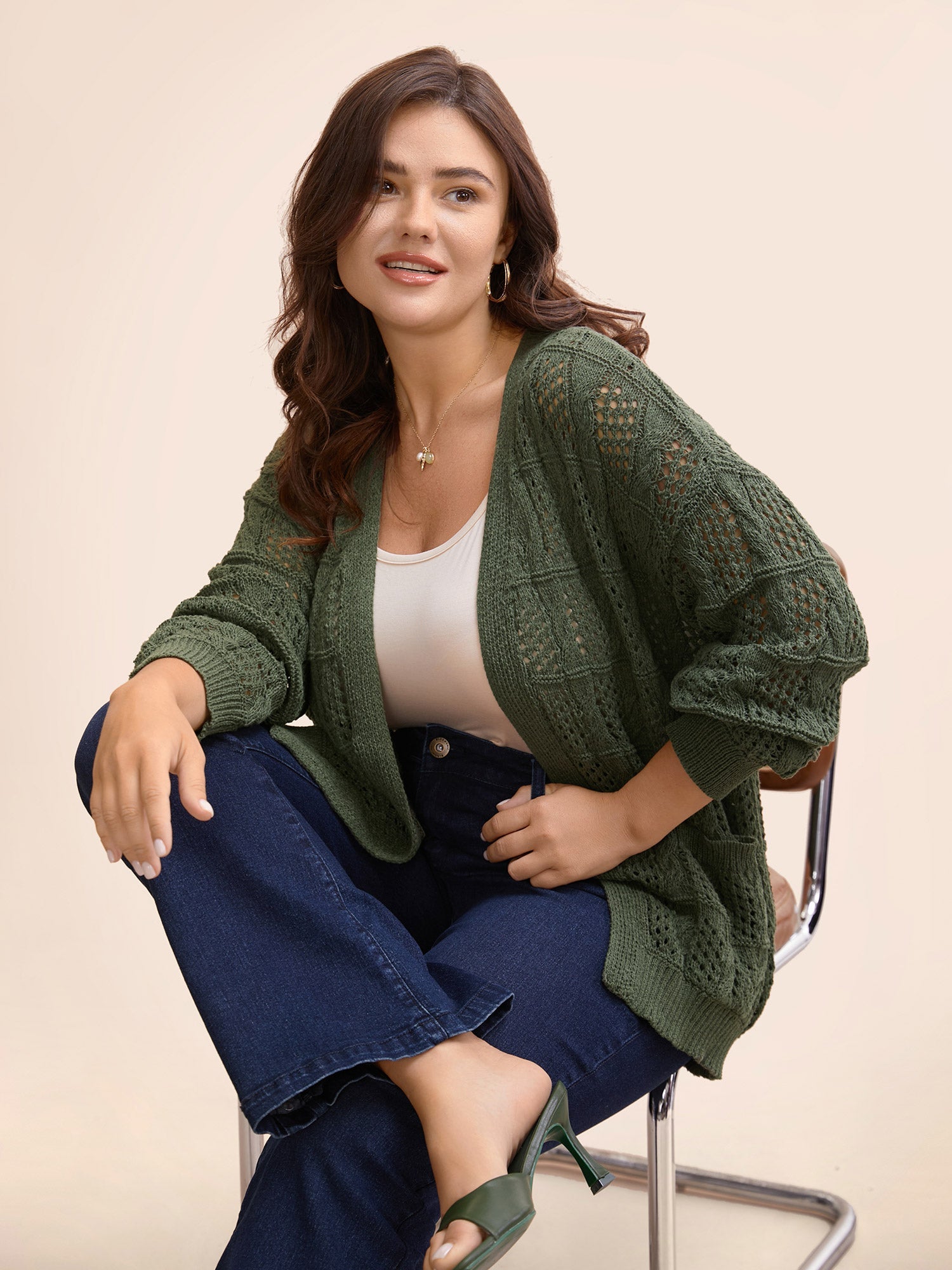 Textured Cable Knit Pocket Cardigan