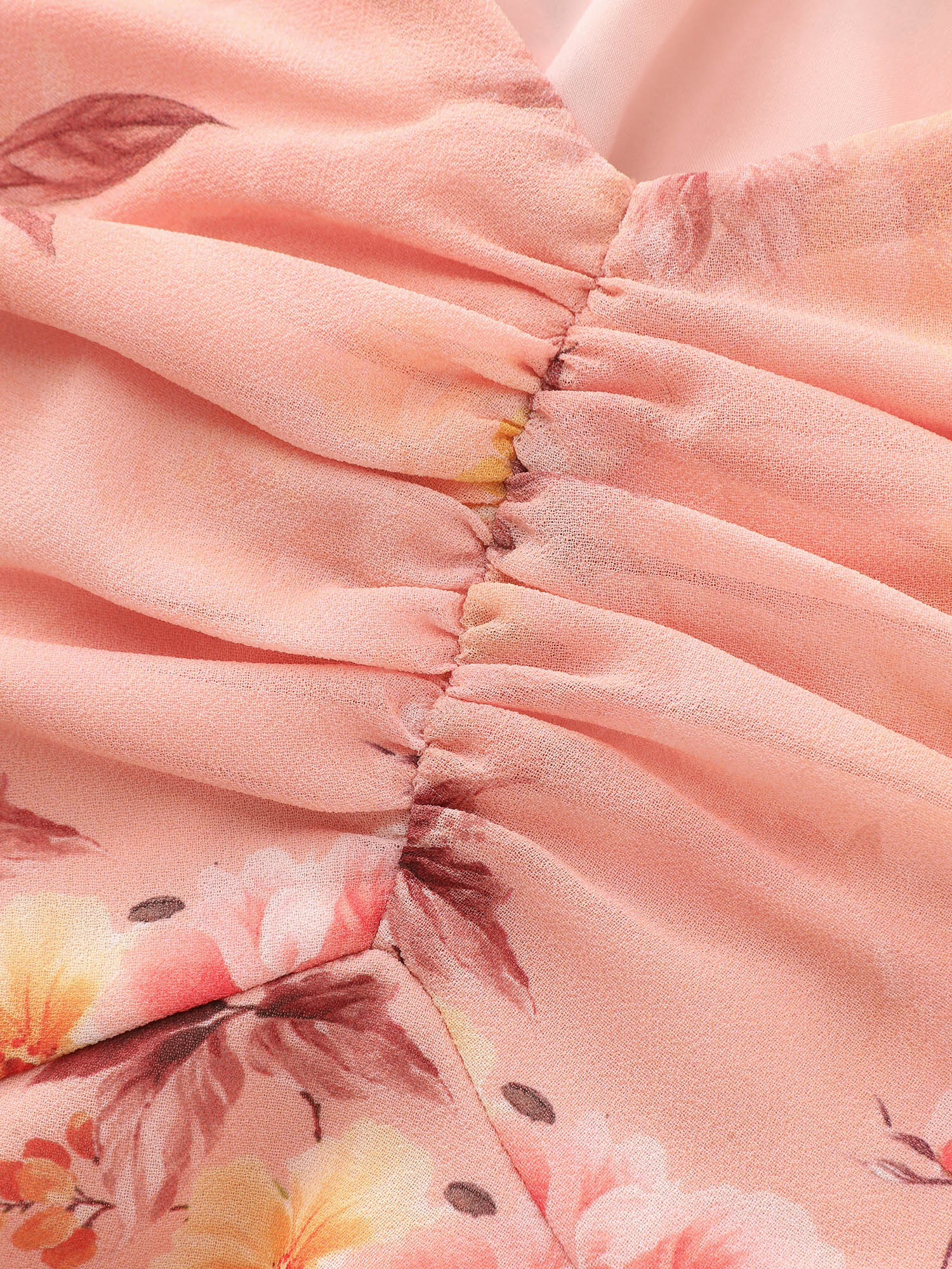 Floral Print Sweetheart Neckline Layered Blouse