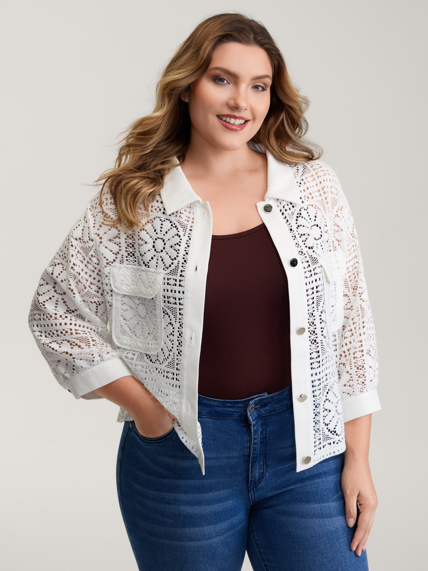 Cut-Out Lace Relaxed-Fit Kimono