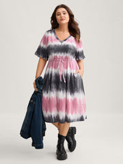 Supersoft Tie-Dye Drawstring Midi Dress