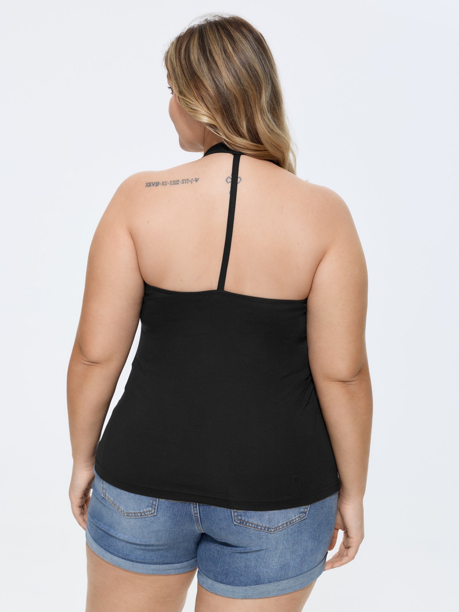 Cotton Supported Bra Stretchy Halter Neckline Tank Top
