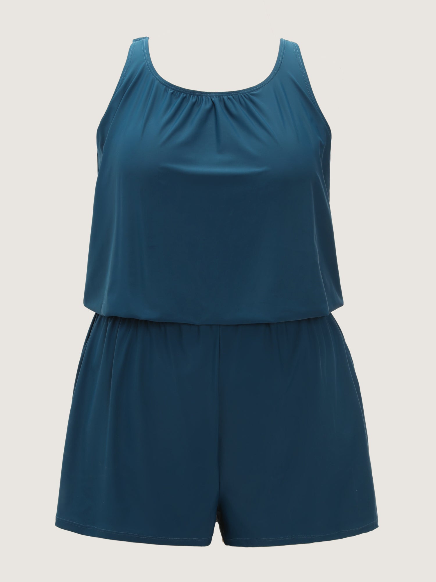 Shrink Pleat Pockets Swim Romper
