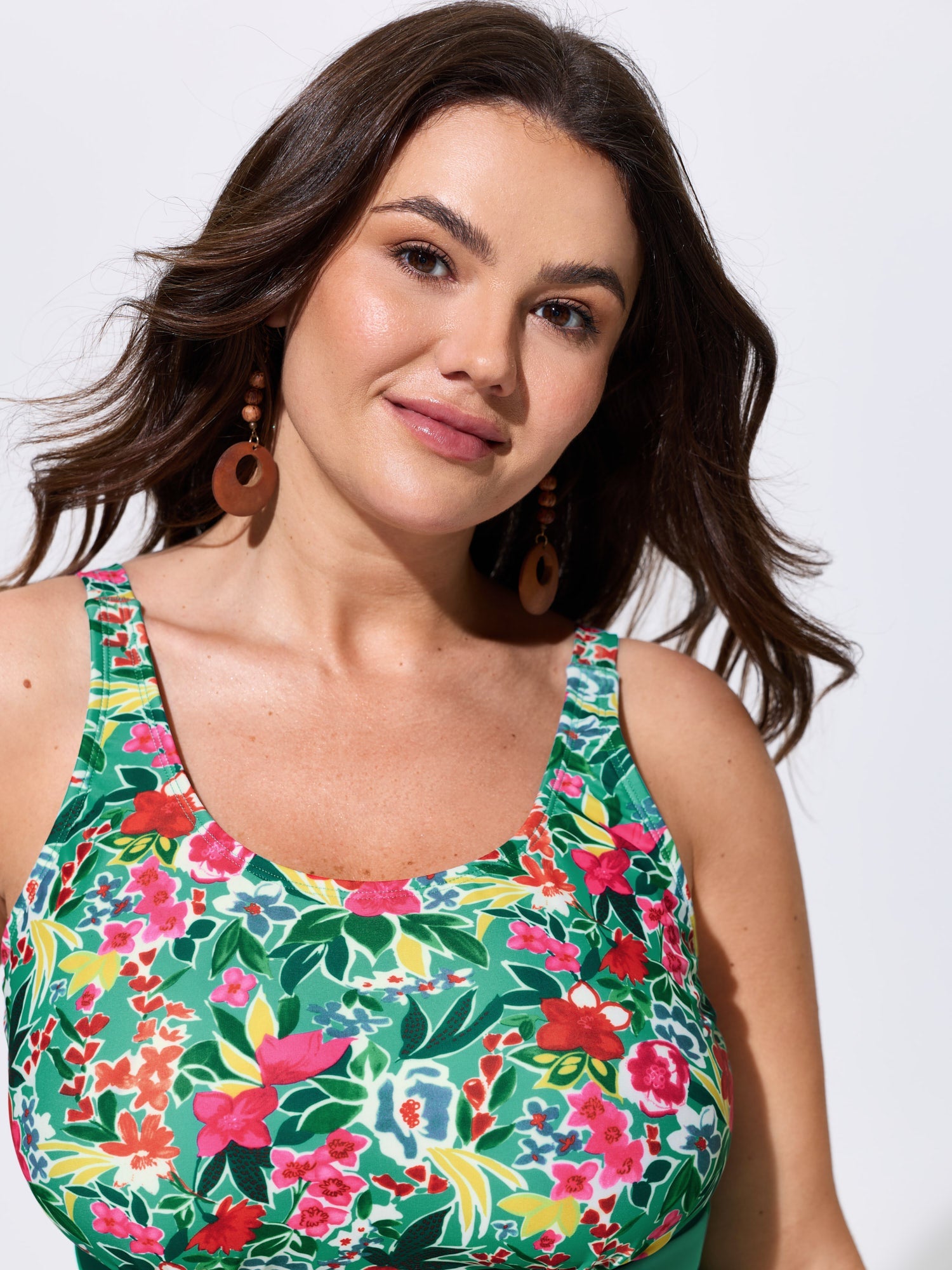 Floral Print Color Contrast Bikini Top