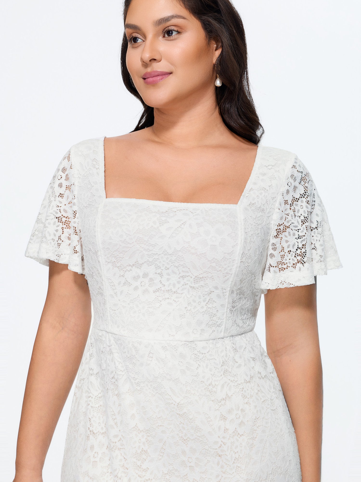 Floral Lace Textured Cut-Out Back Midi Dress