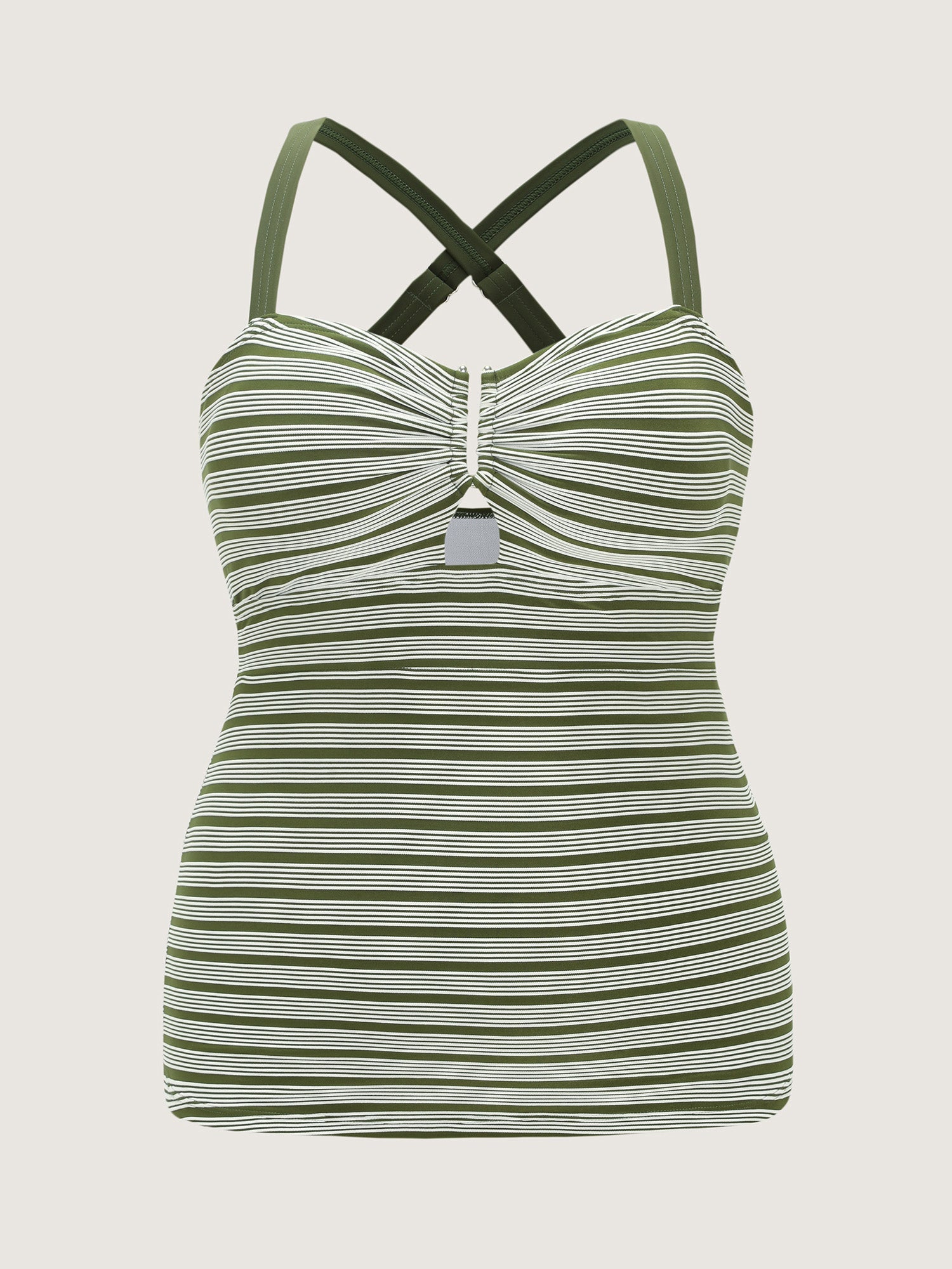 Striped Print Cut-Out Swim Top