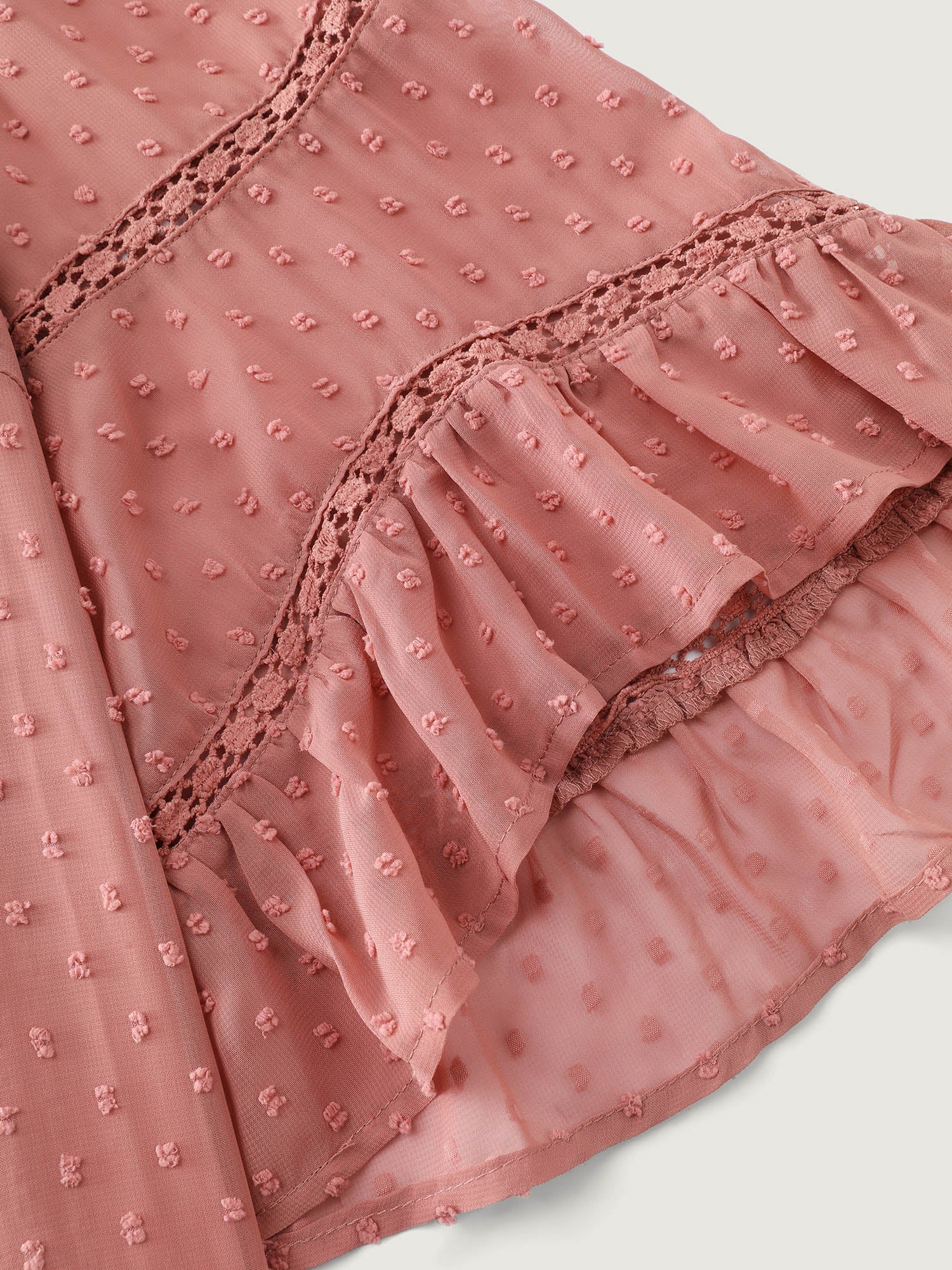 Asymmetrical Ruffled Sleeve Lace Blouse