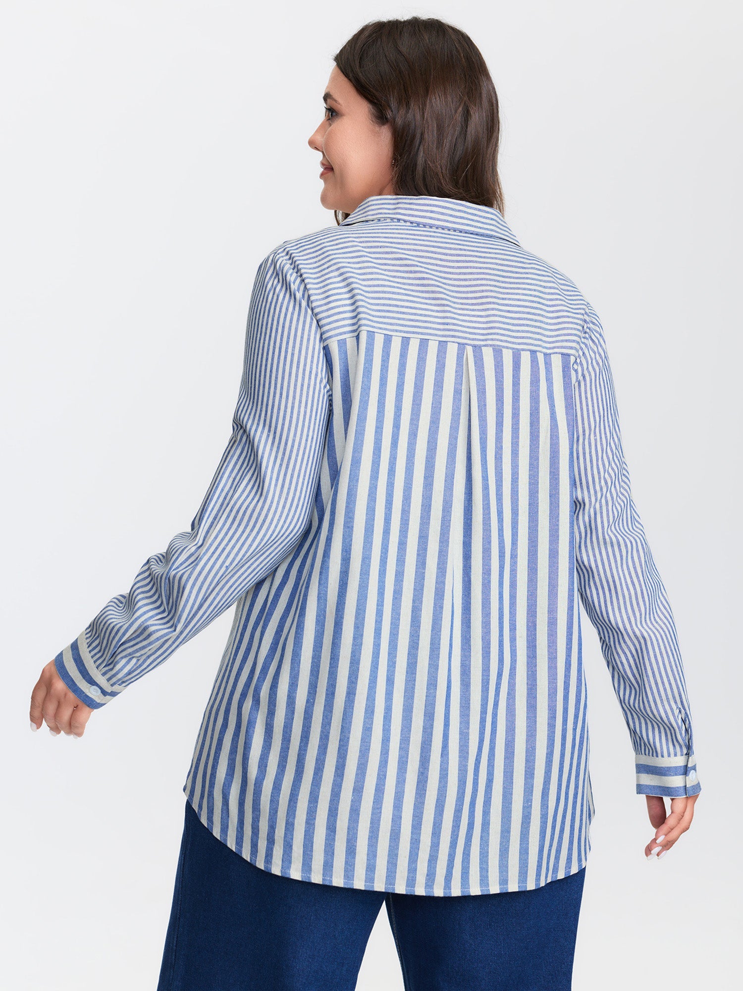 Cotton Nautical Striped Pocket Button Down Shirt