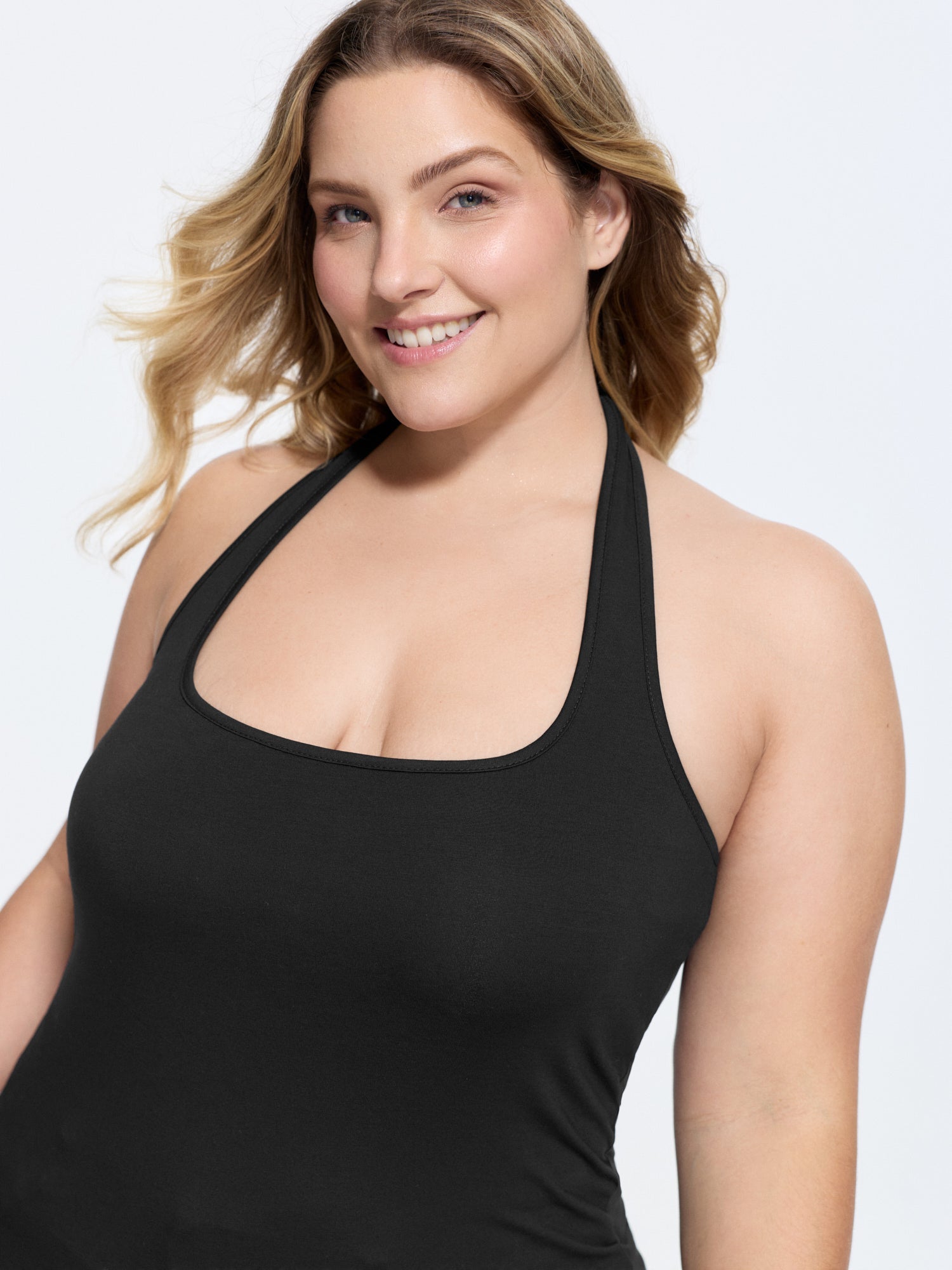 Cotton Supported Bra Stretchy Halter Neckline Tank Top