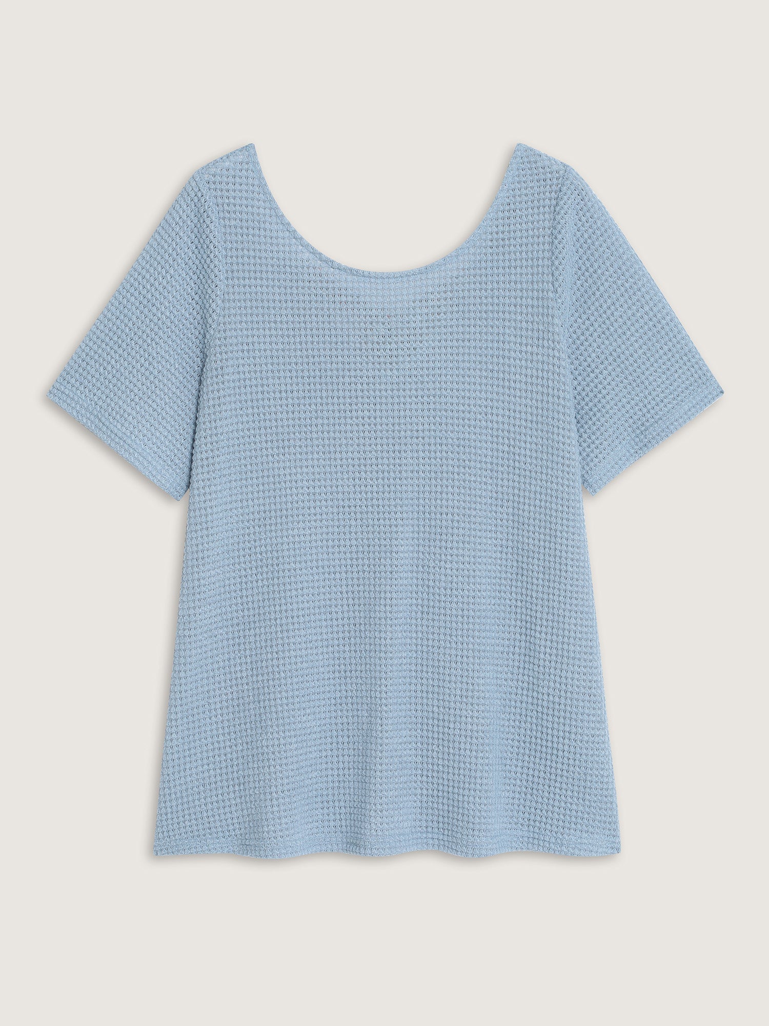 Stretchy Textured Round Neck Plain T-Shirt