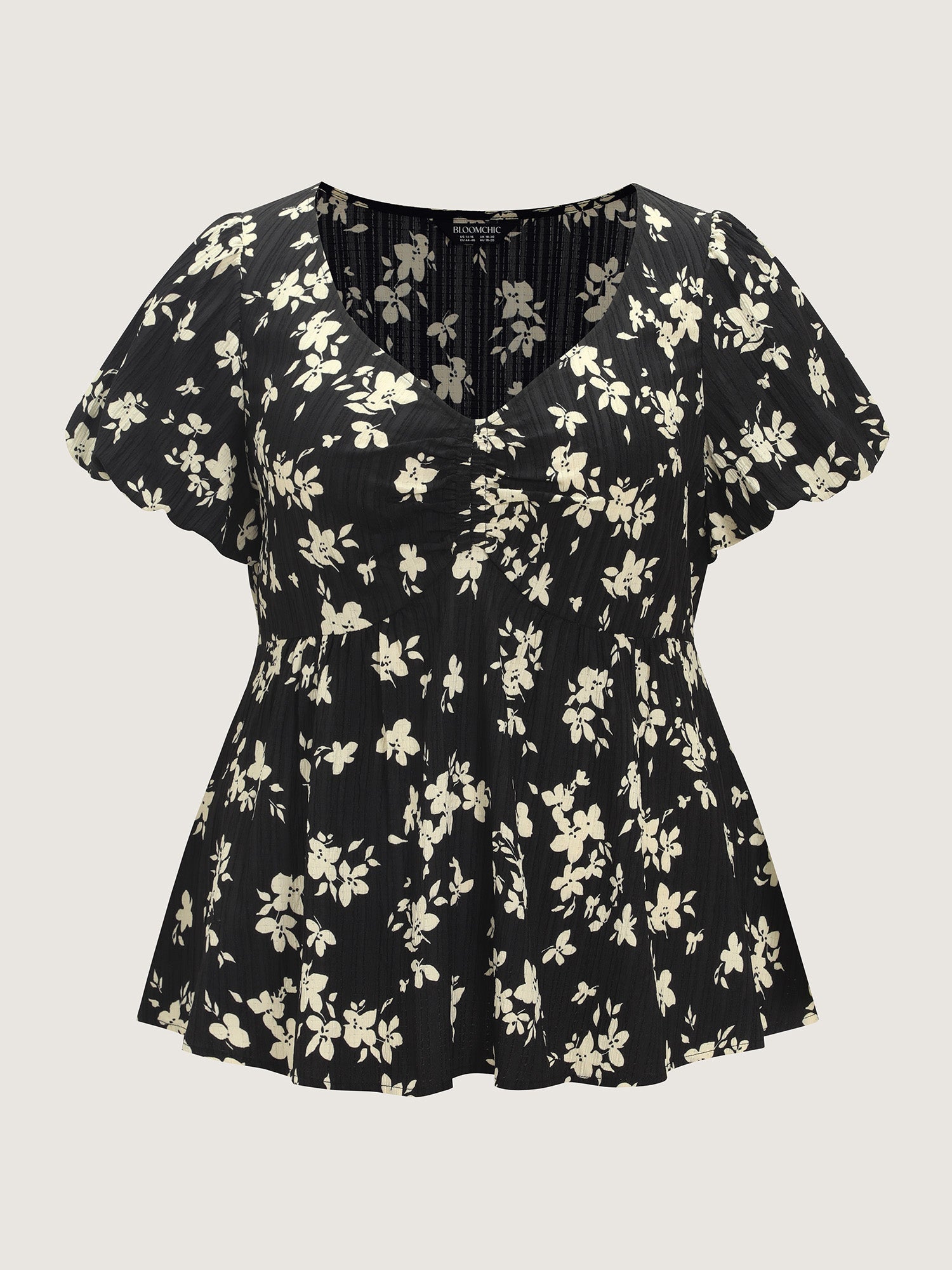 Floral Print Cinched-Waist Blouse