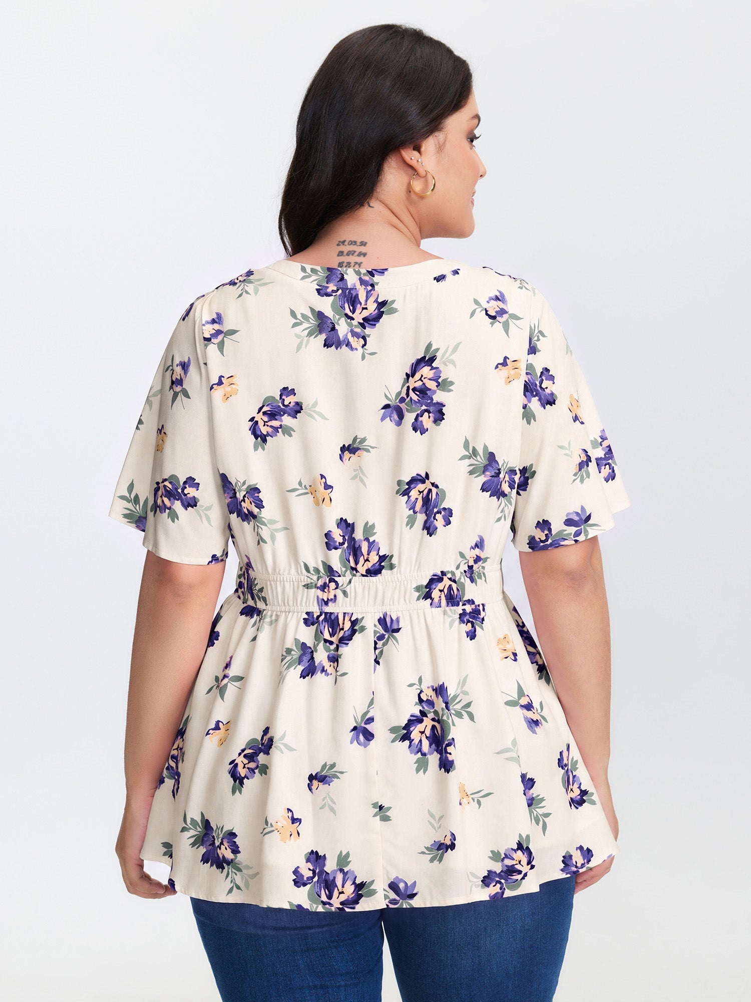 Supersoft Rose Print V-Neck Blouse