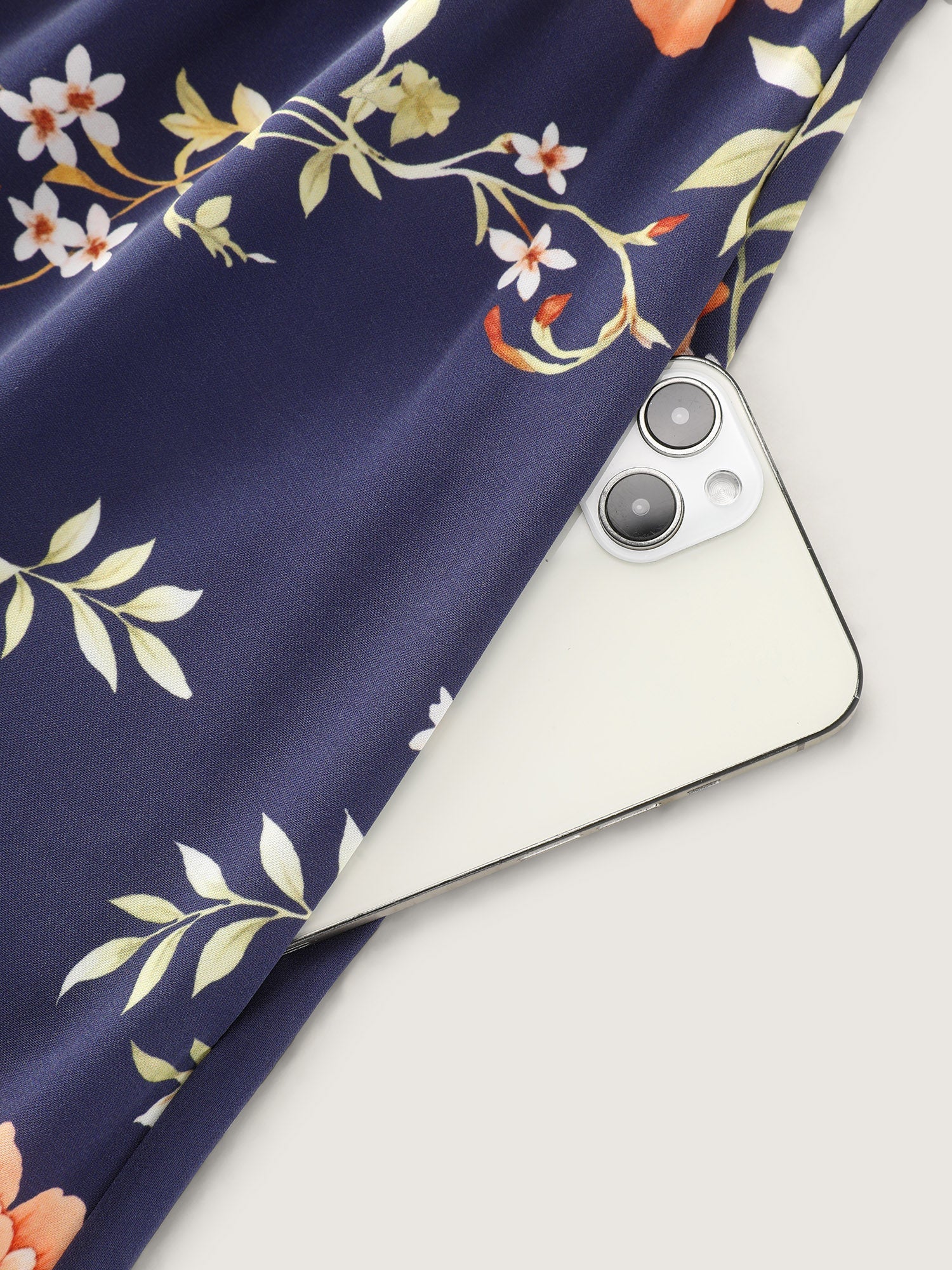 Floral Print Triangular Waist Midi Dress