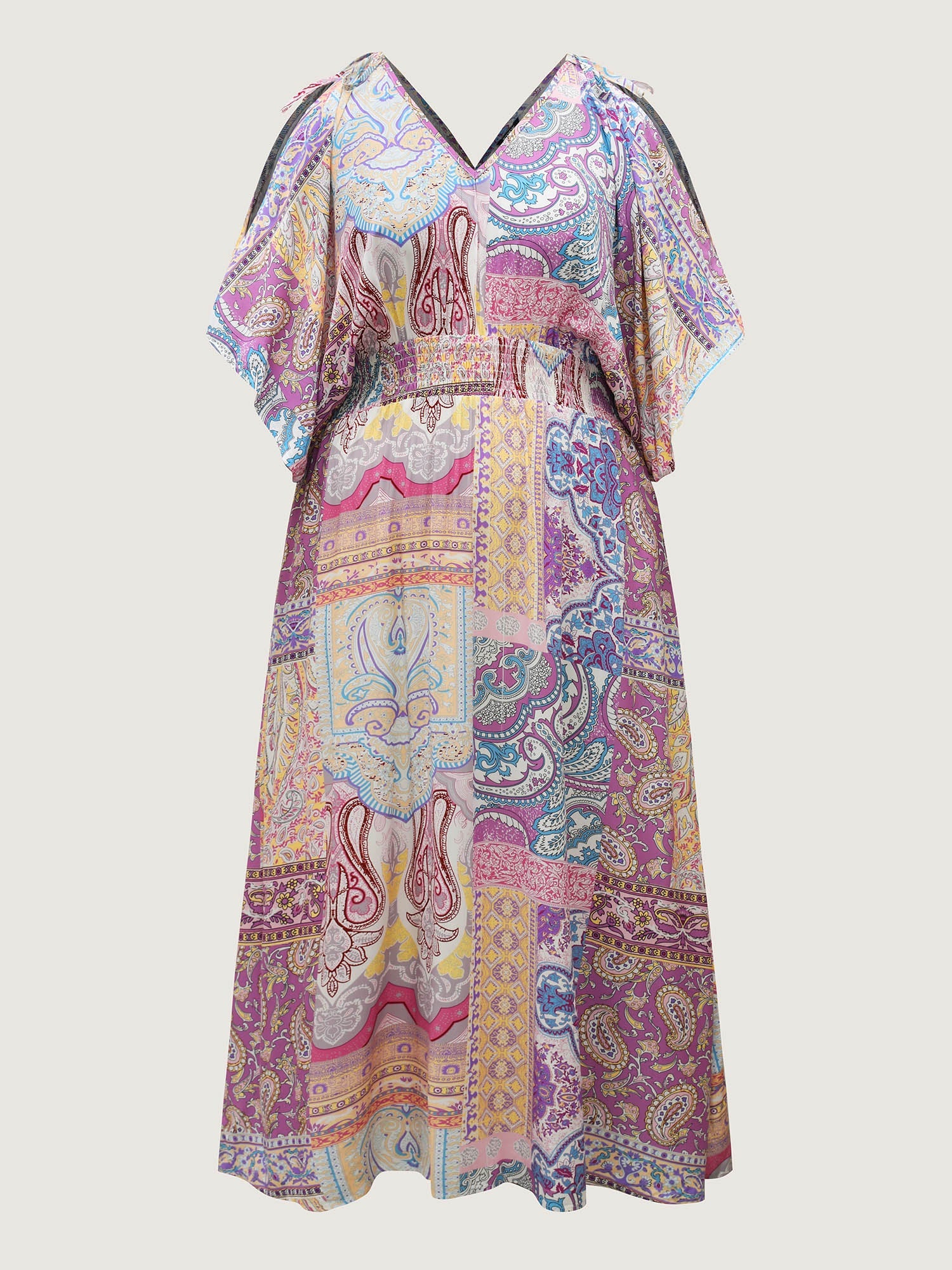 Boho Collage Off-Shoulder Maxi Dress