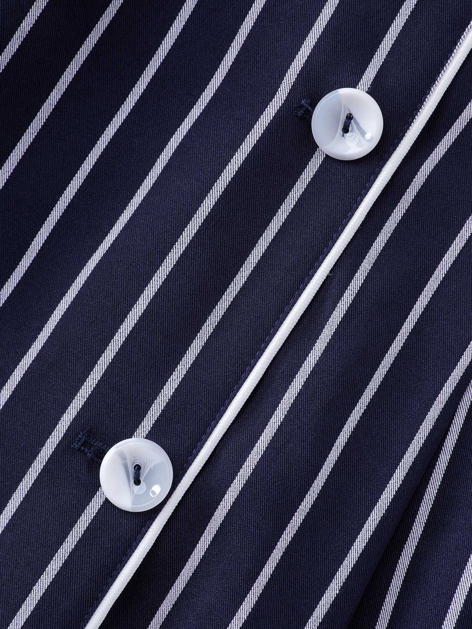 Color Contrast Stripe Double Button Mini Dress