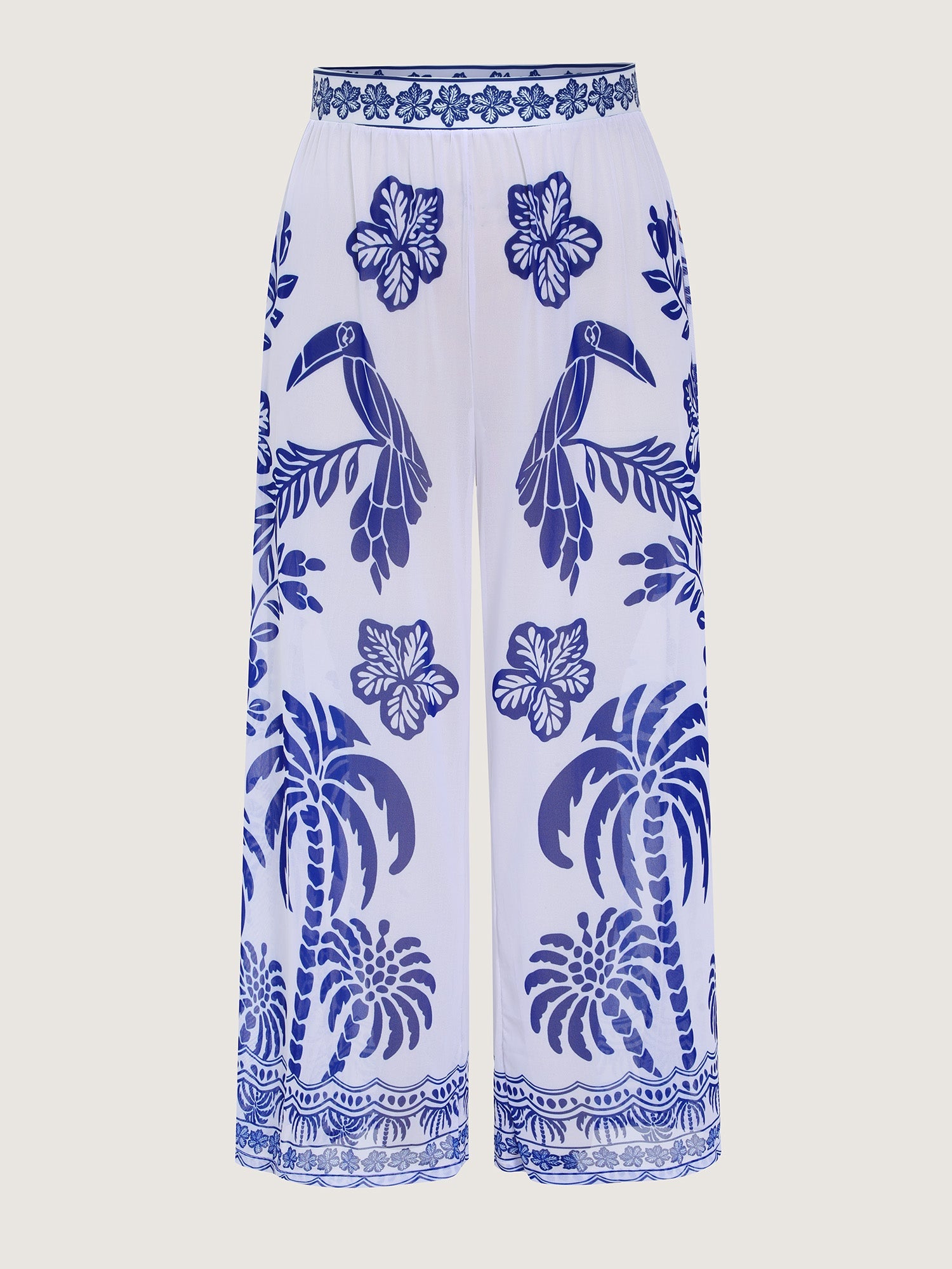 Sheer Pants Two-Piece Tropical Swim Bottoms