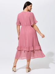 Supersoft Lace Trim Ruffled Hem Maxi Dress