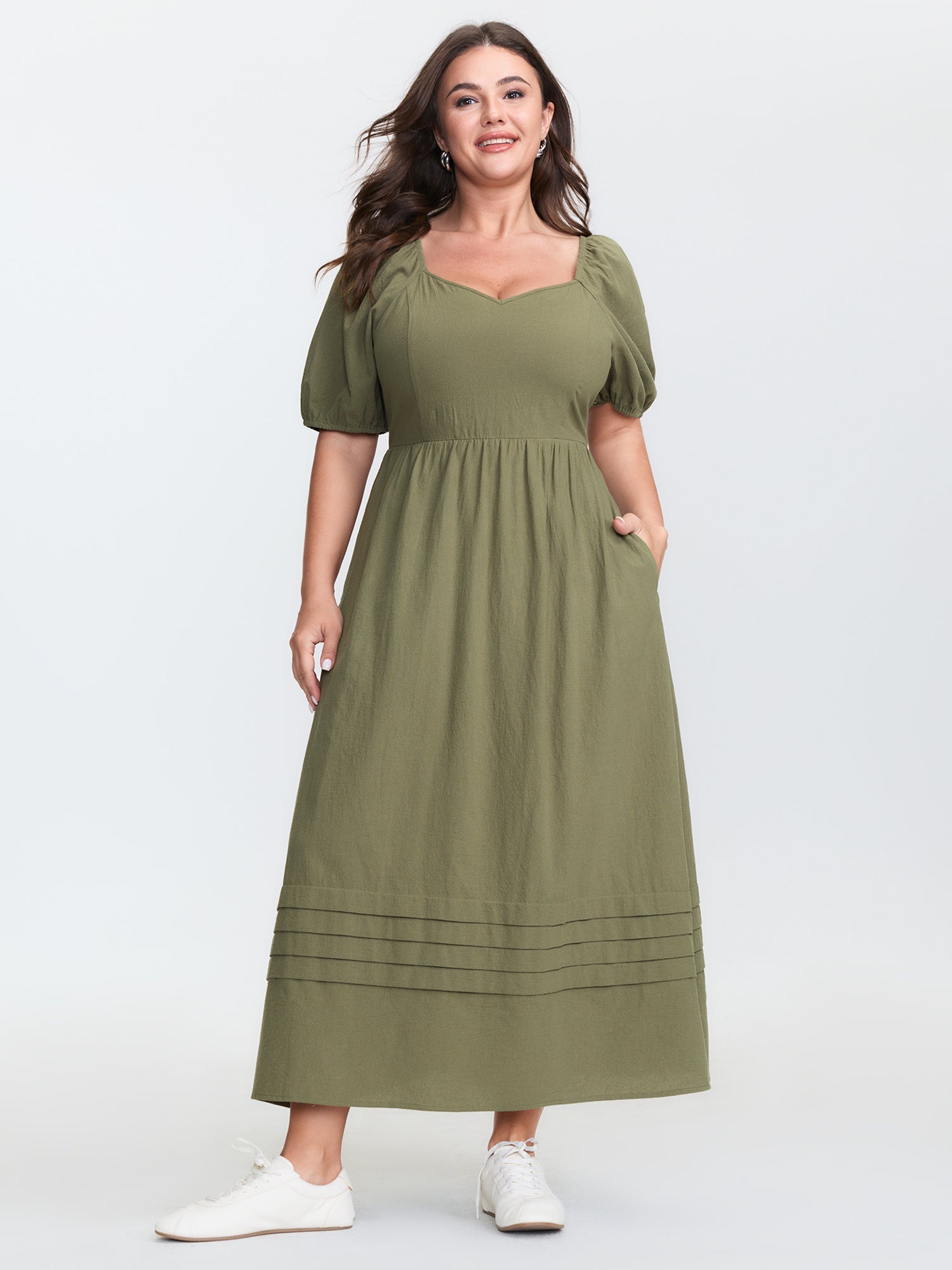 Pure Cotton Sweetheart Neckline Maxi Dress