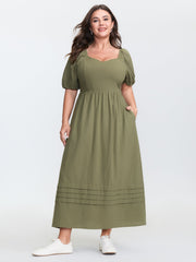 Pure Cotton Sweetheart Neckline Maxi Dress
