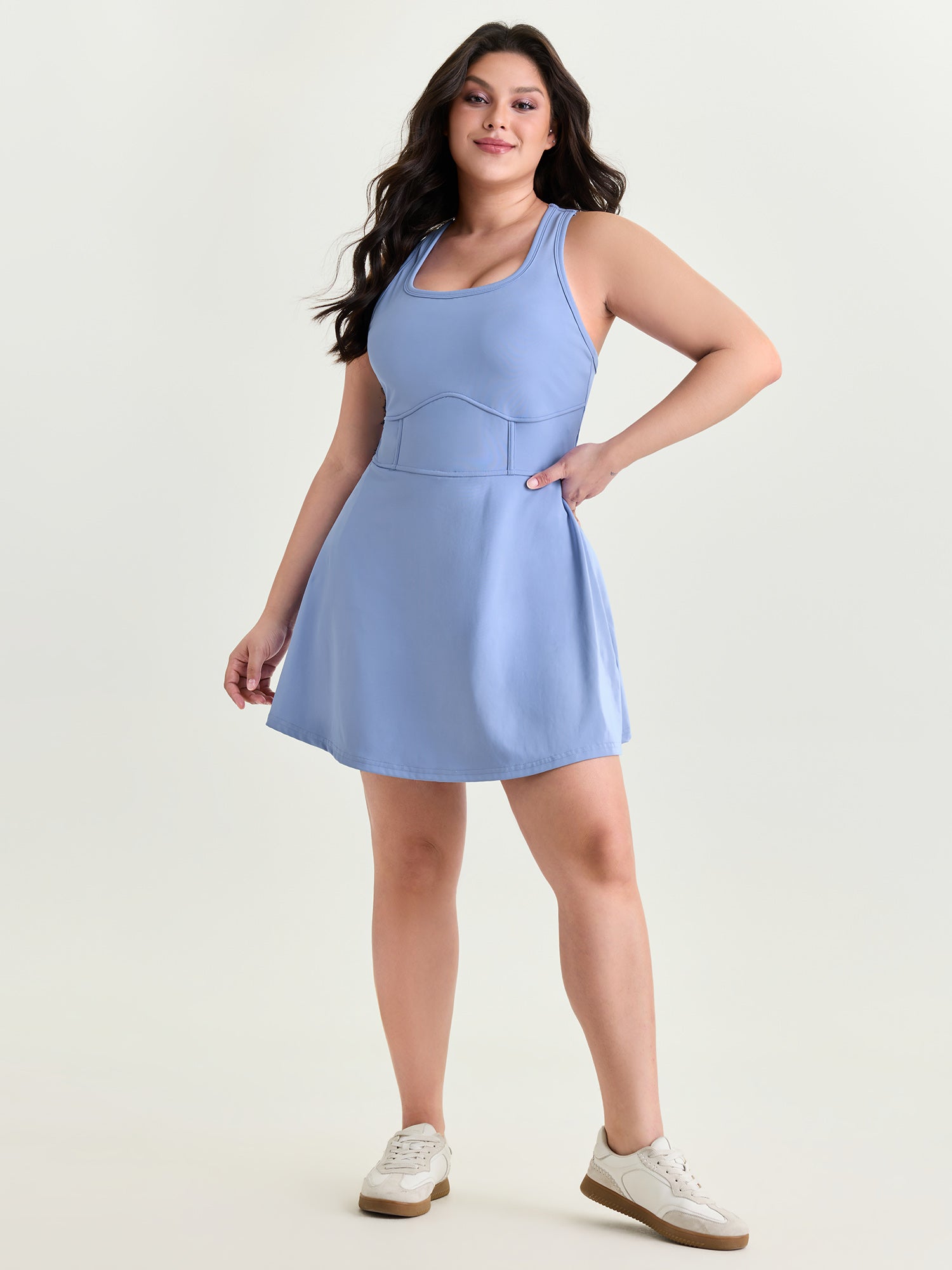 Stretchy Sculpted Fit And Flare Pocket Mini Dress