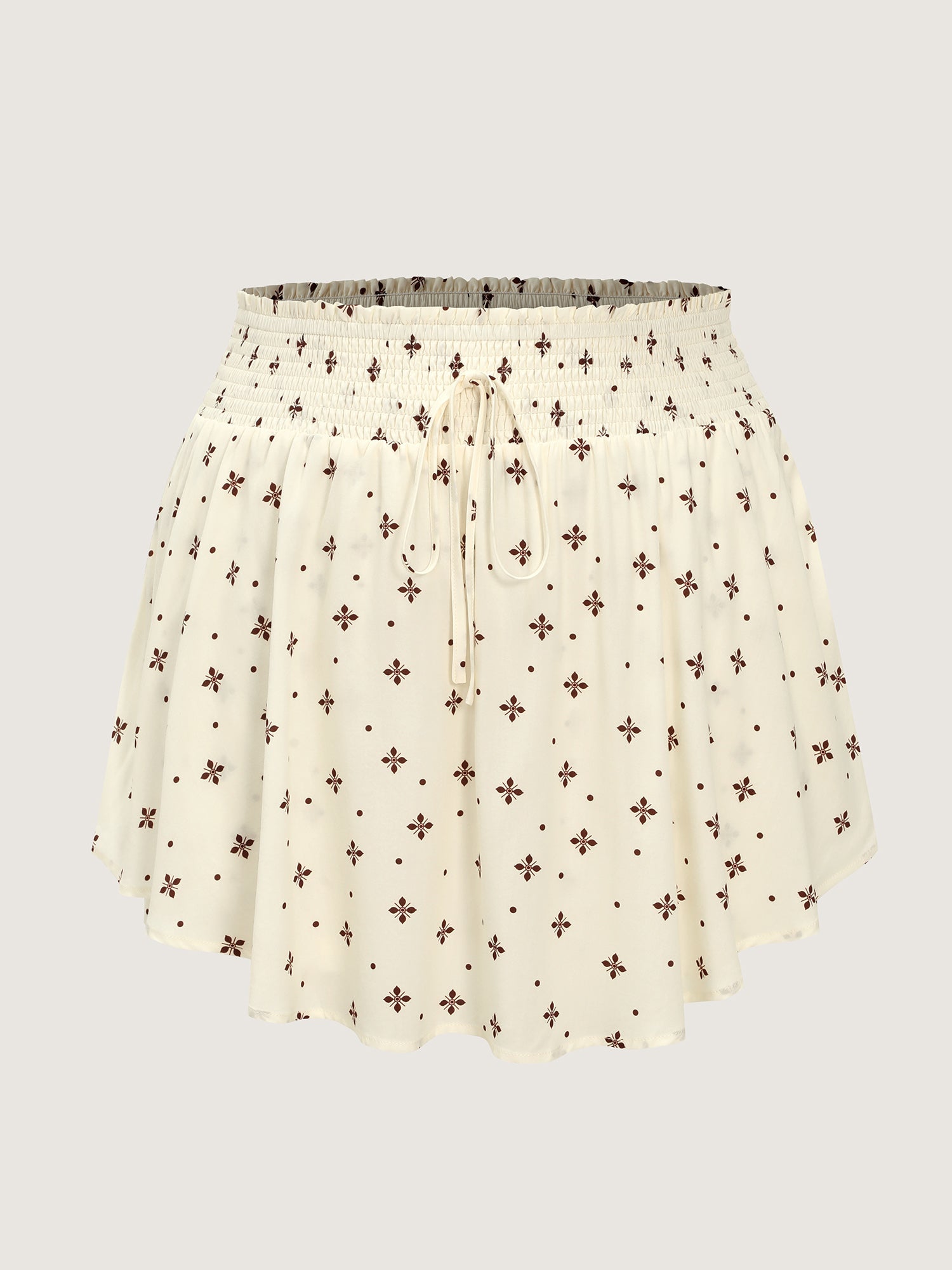 Geometric Print Wide Shirred Waist Skort