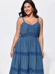 Breathable Plain Tiered Sleeveless Maxi Dress