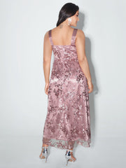 Charming Floral Sequin Embroidered Maxi Dress