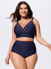 Color Contrast Embroidered Swim Bottoms