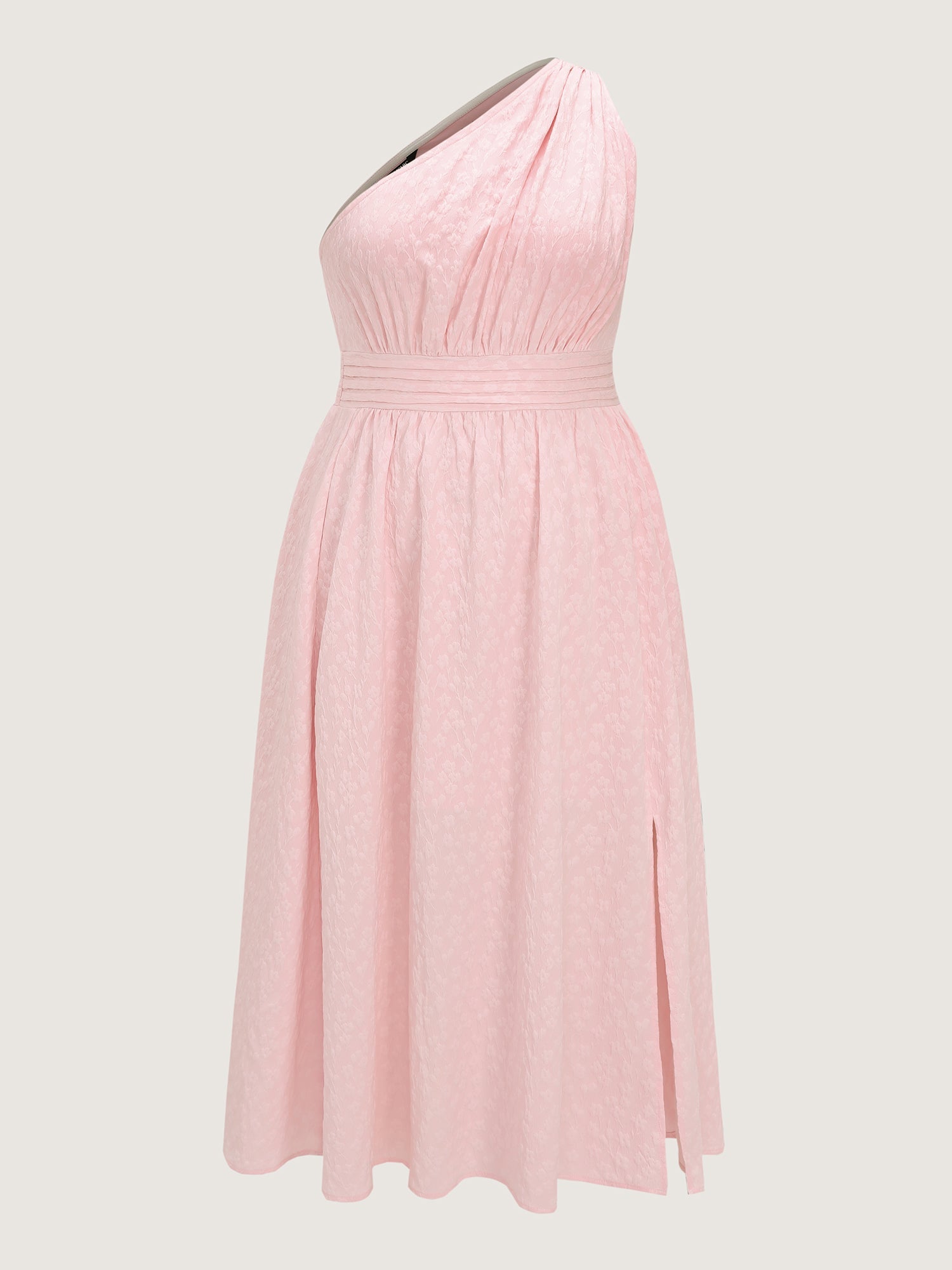 One-Shoulder Pleated Waist Maxi Dress