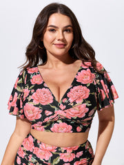 Floral Print Backless Swim Top