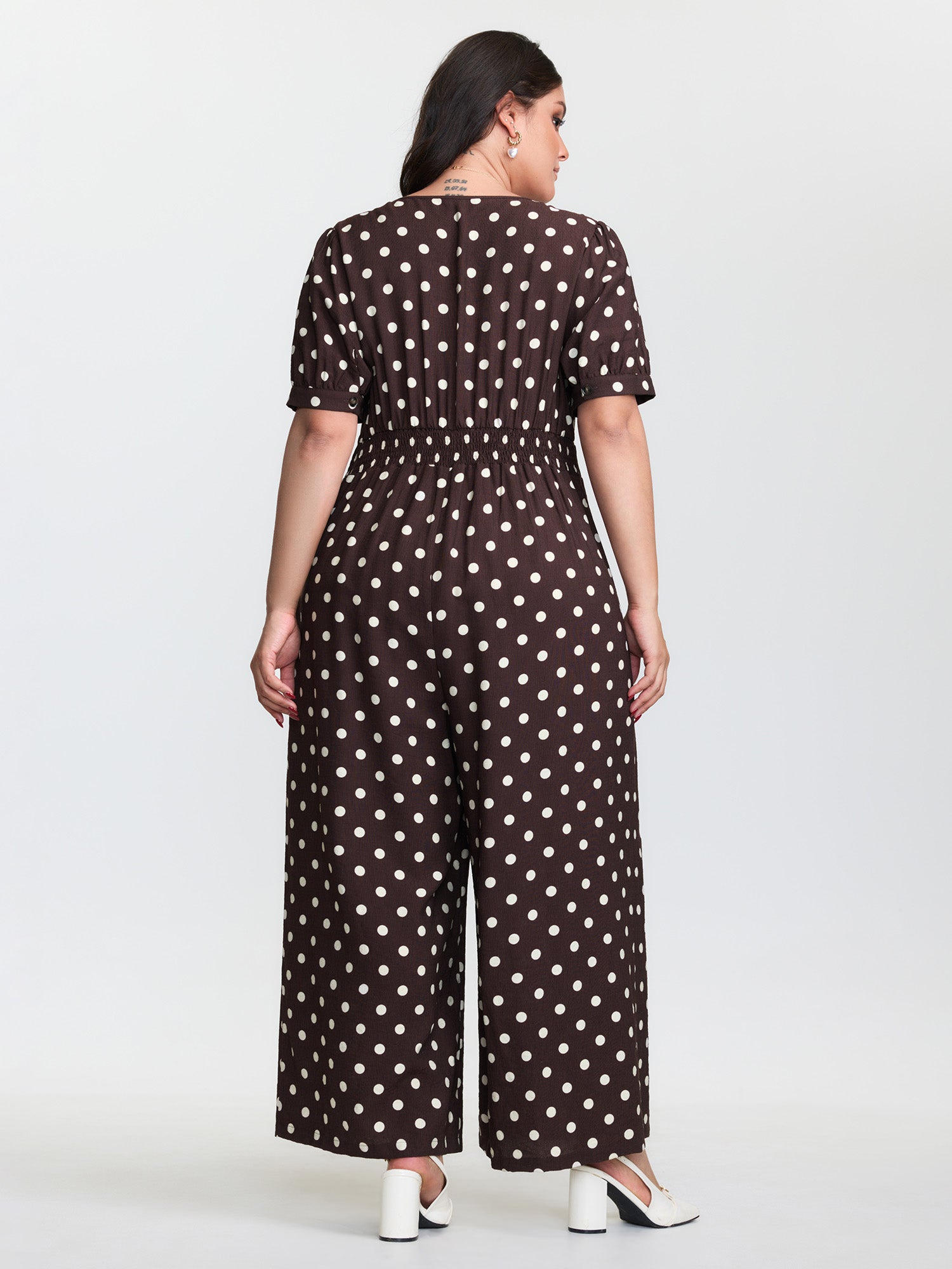 Retro Polka Dots Button Jumpsuit