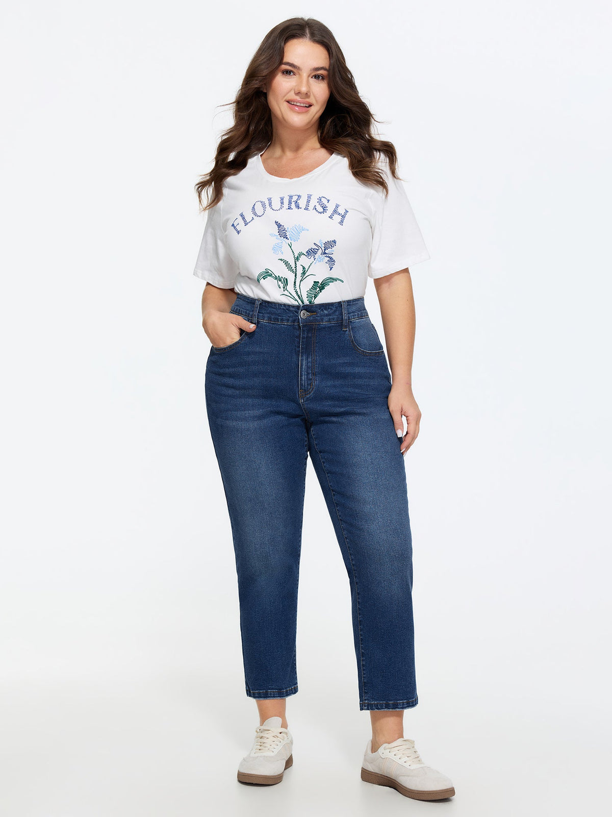 Stretchy High-Rise Cropped Jeans