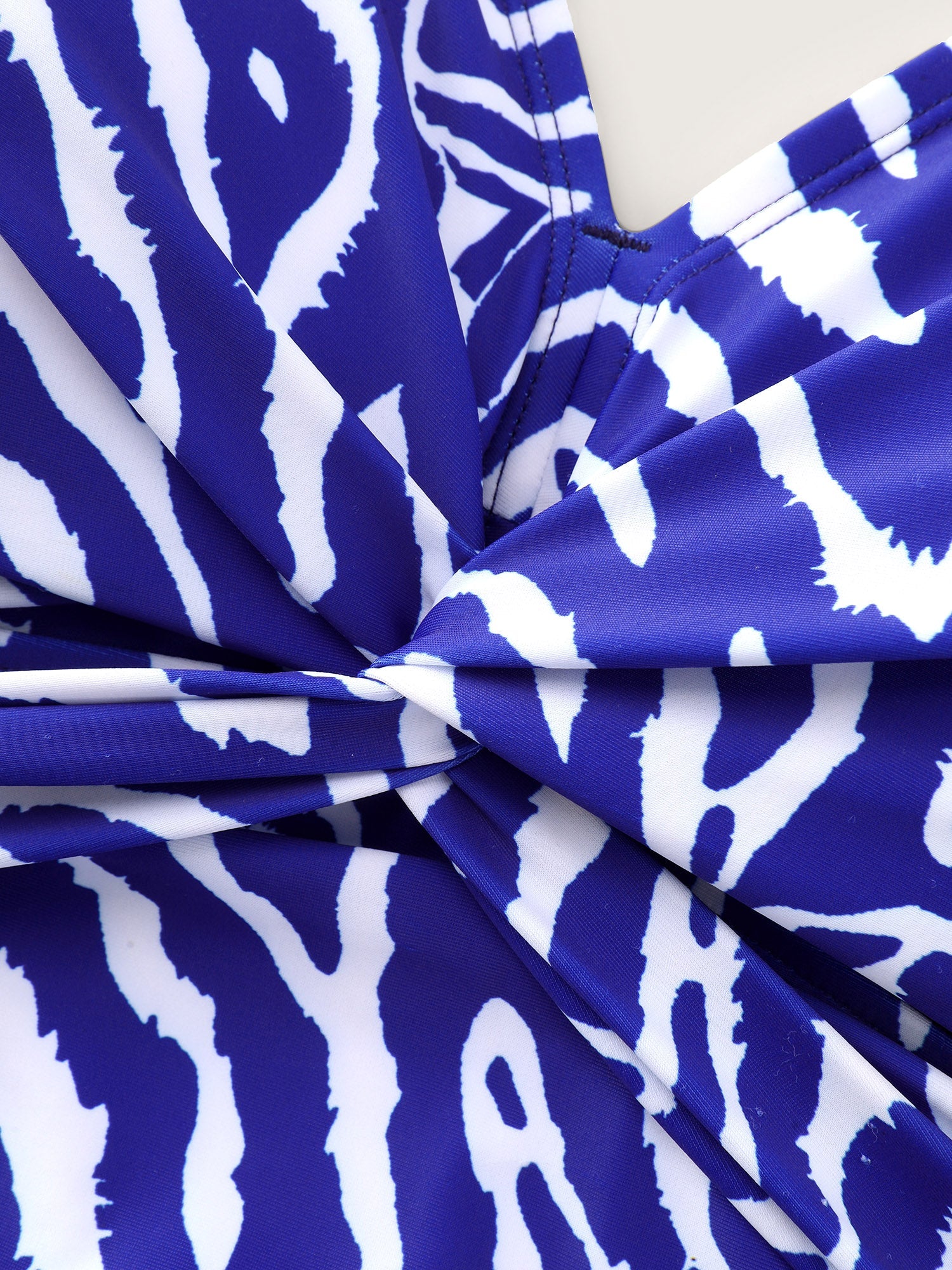 Geometric Print Halter Neckline Swim Dress