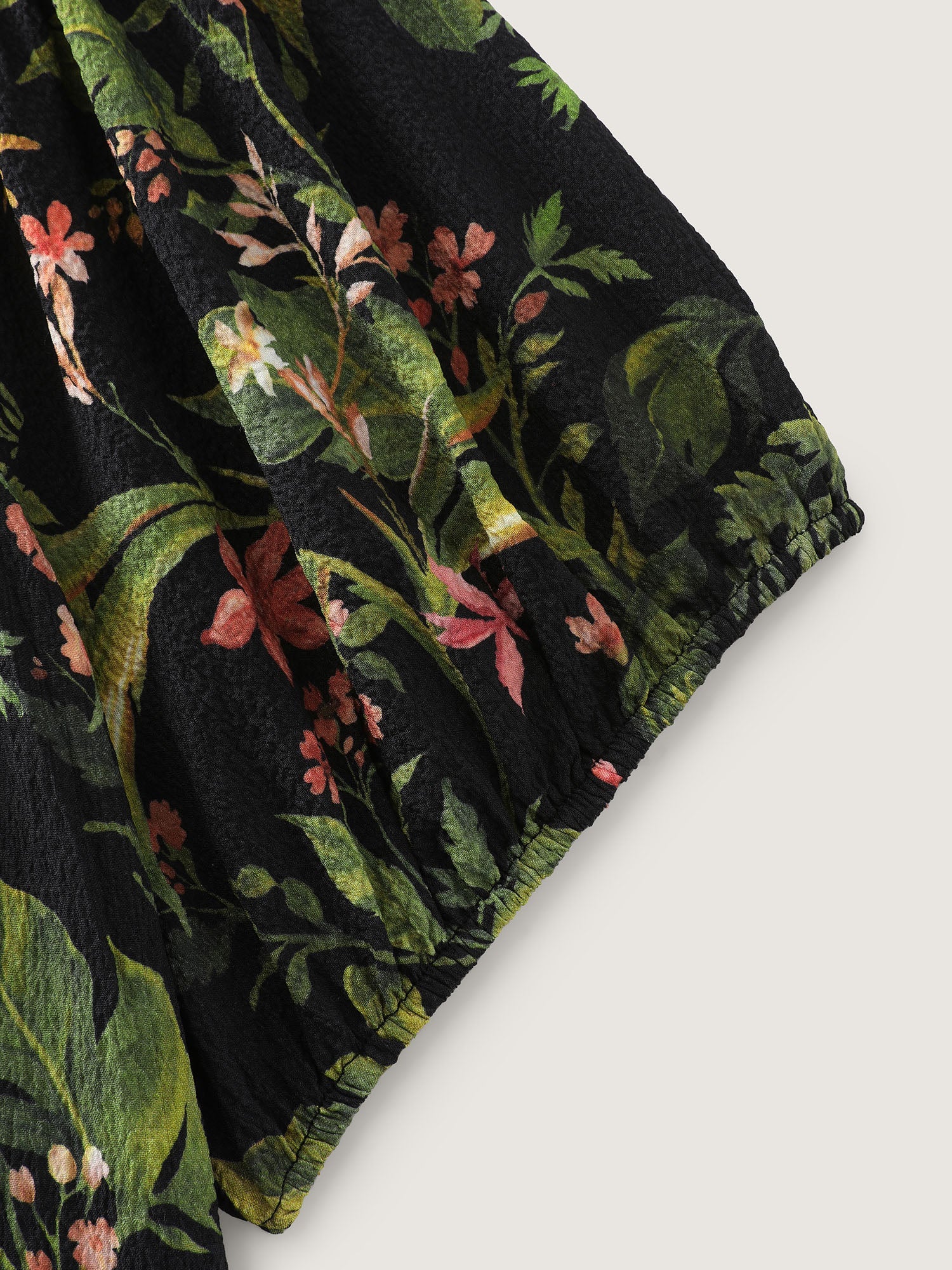 Tropical Floral Print Split Hem Midi Dress